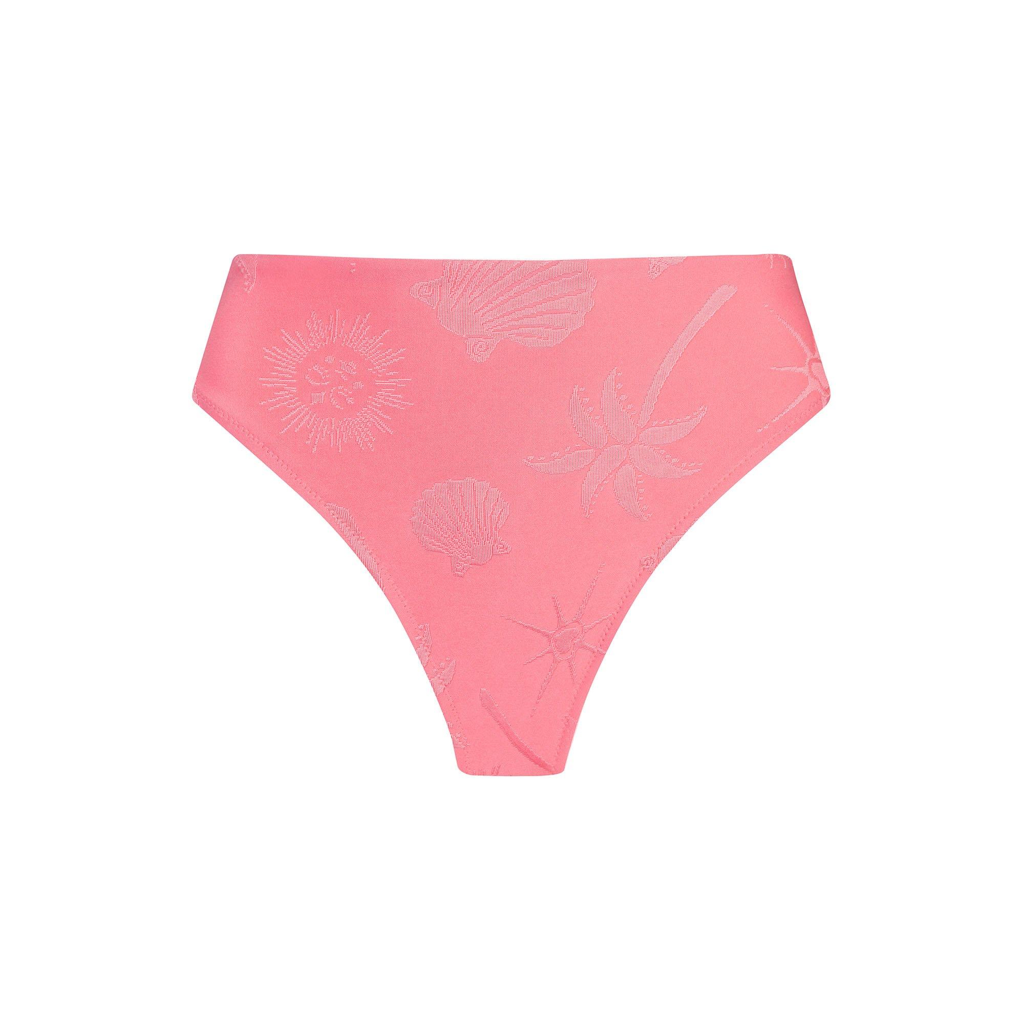 Chelsea Peers Women's High Waisted Bikini Bottoms - Pink Jacquard - 10 (S)
