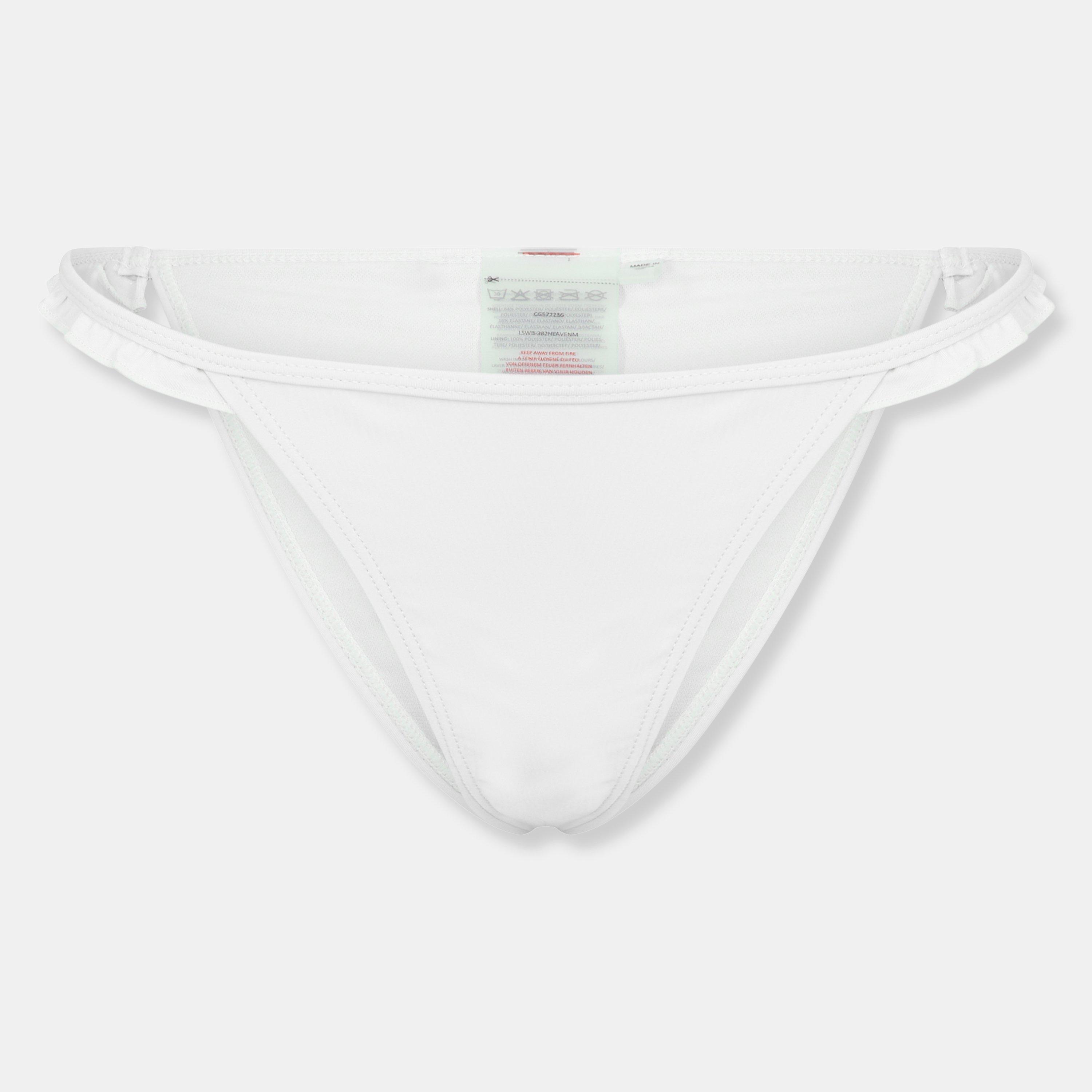 White - Brave Soul - Low Rise Bikini Bottoms with Frill Trim - 1