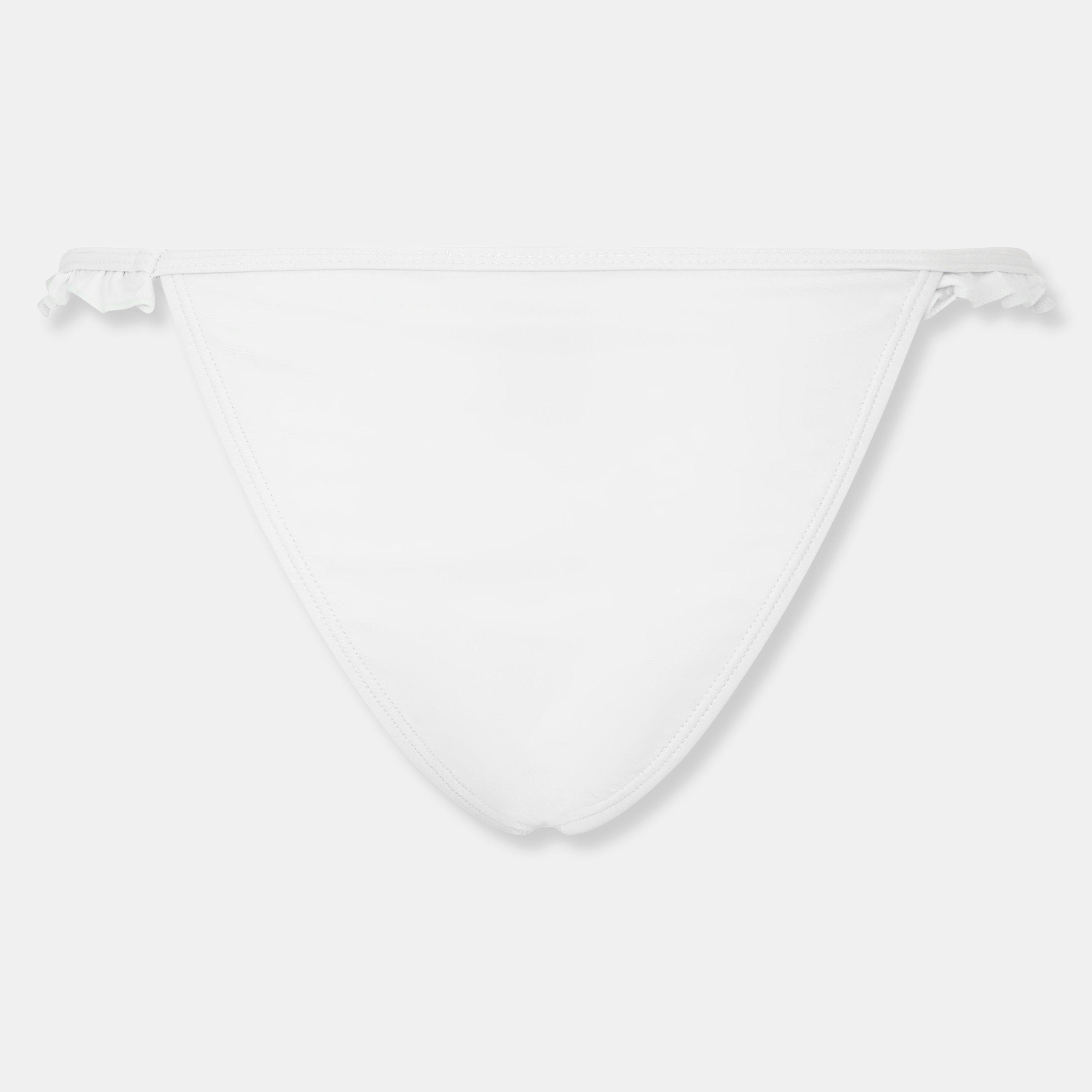 White - Brave Soul - Rise Bikini Bottoms with Frill Trim - 2