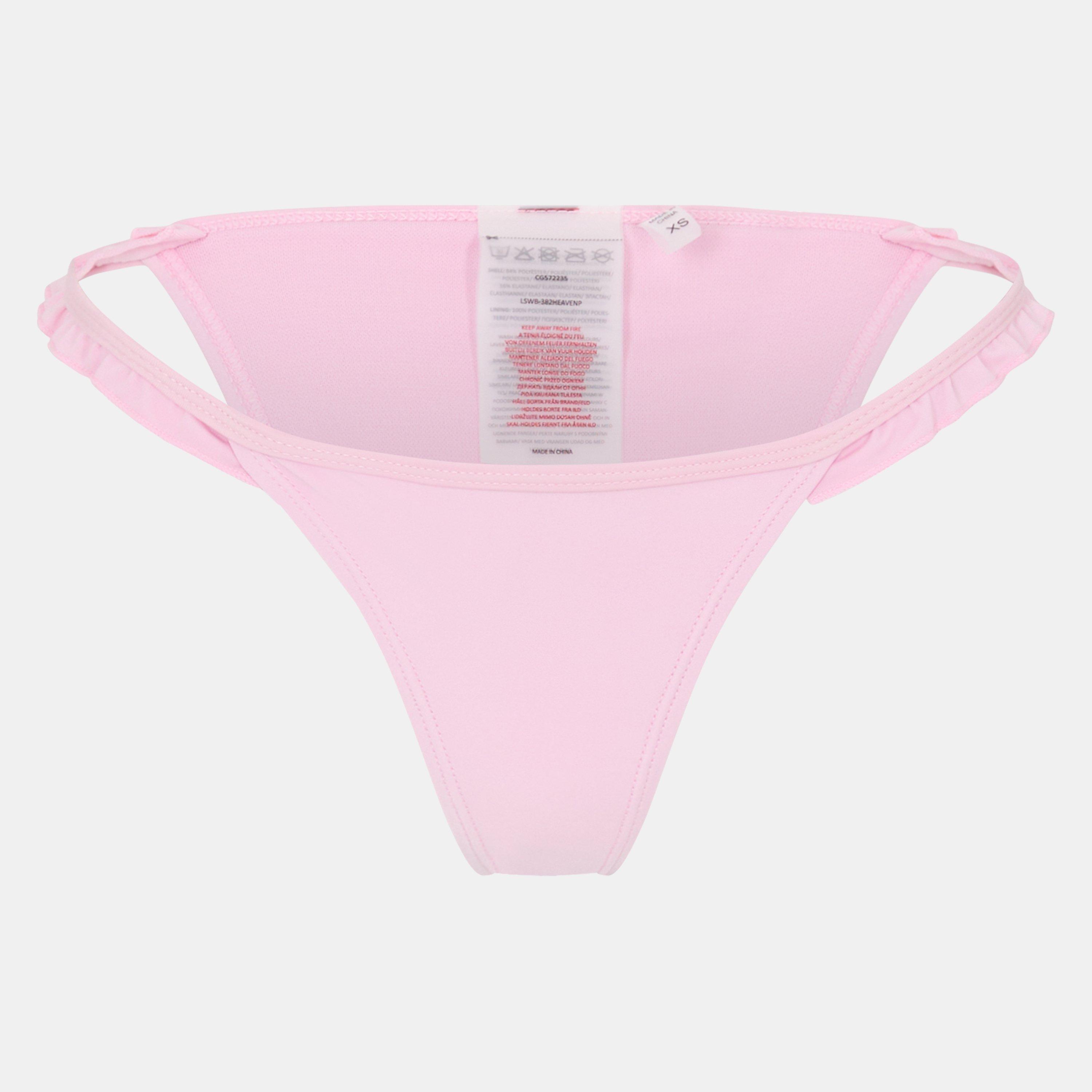 Pink - Brave Soul - Pink Low Rise Bikini Bottoms with Frill - 1