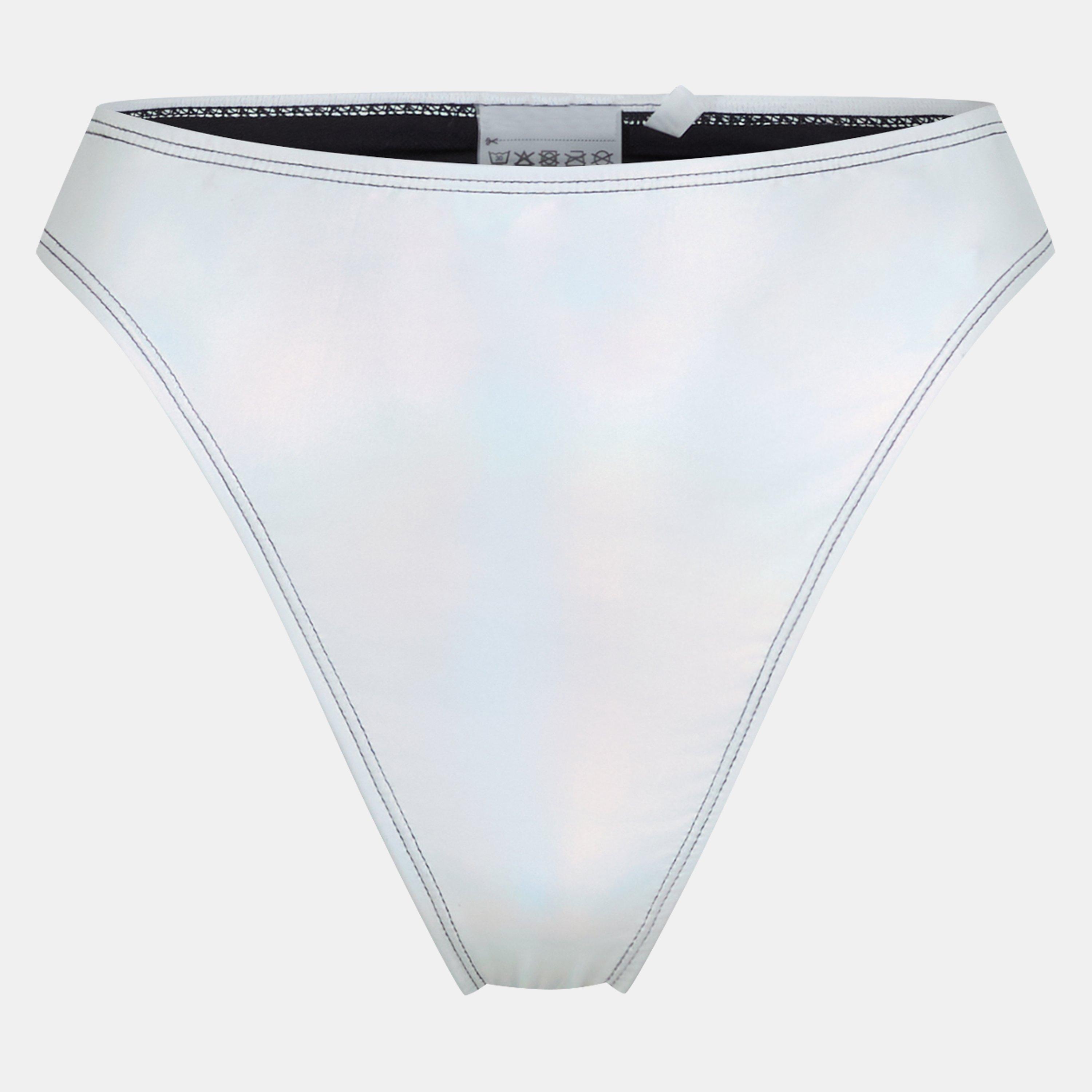Metalic Silver - Brave Soul - Metallic High Waisted Bikini Bottoms - 1