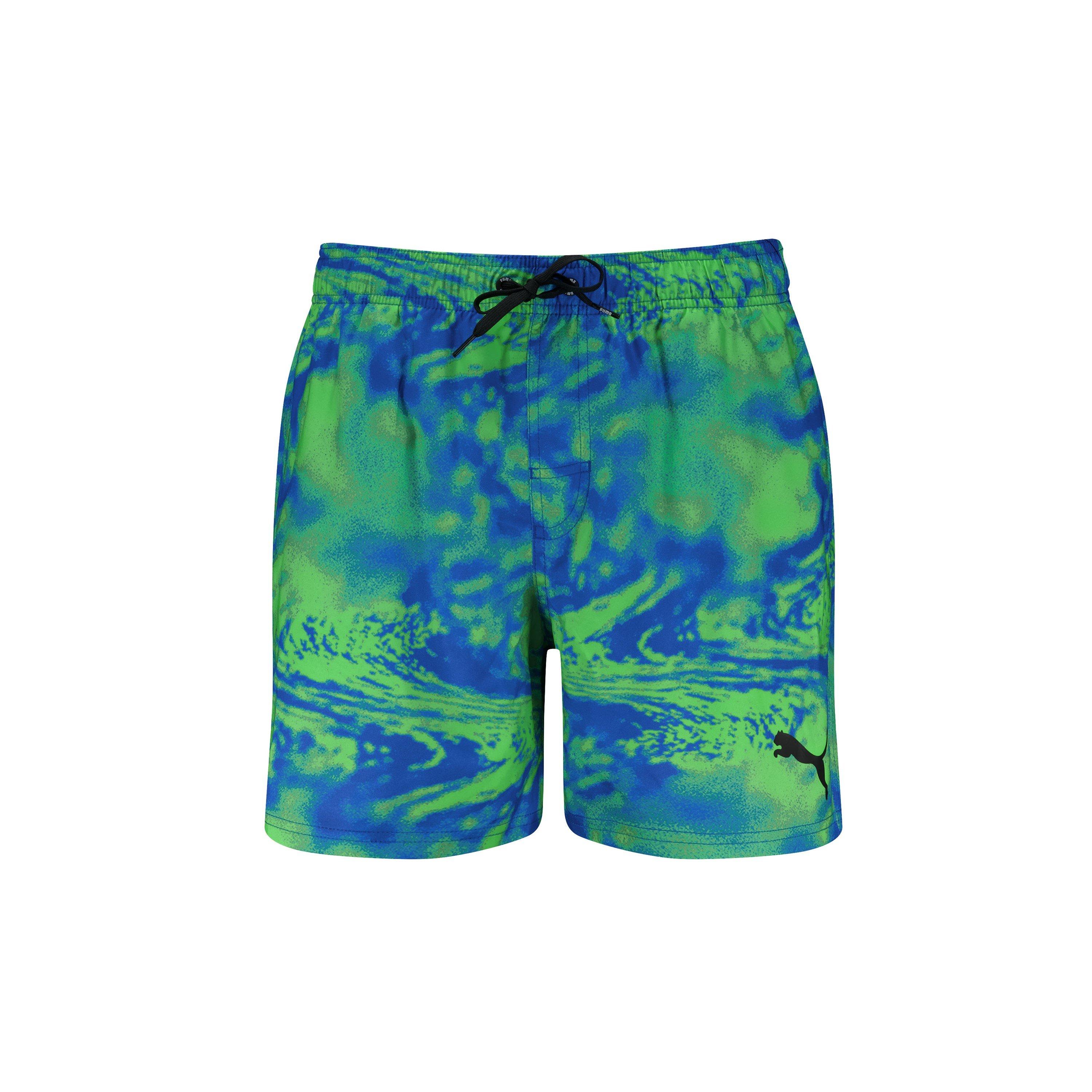 Puma Men's Printed Woven Swim Shorts - Blue / Green - M