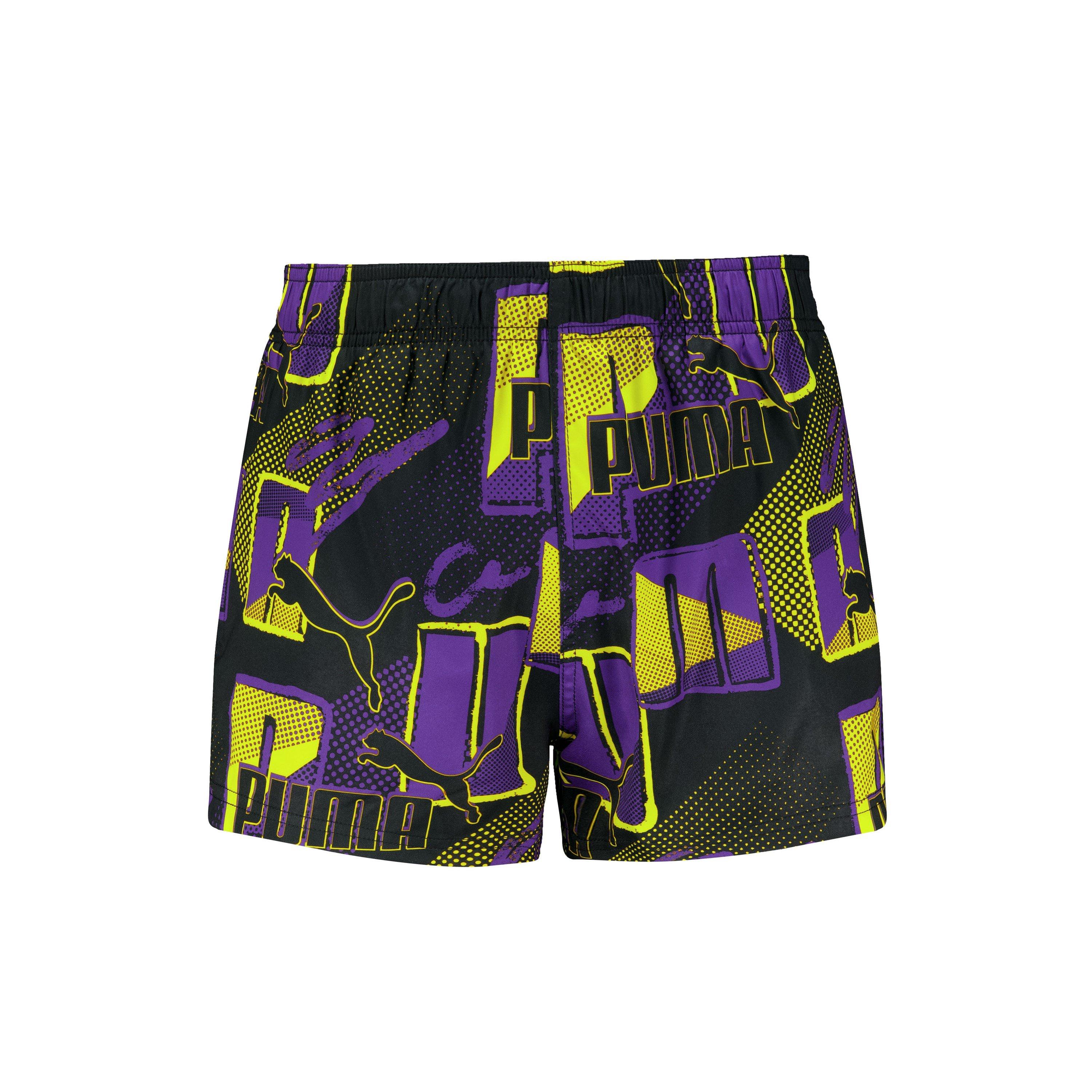 Puma Men's Print Logo Swim Shorts - Violet Purple - XS