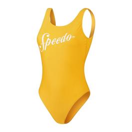 Speedo Logo Deep U Back Swimsuit Womens