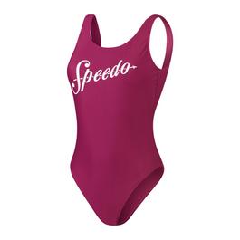Speedo Logo Deep U Back Swimsuit Womens