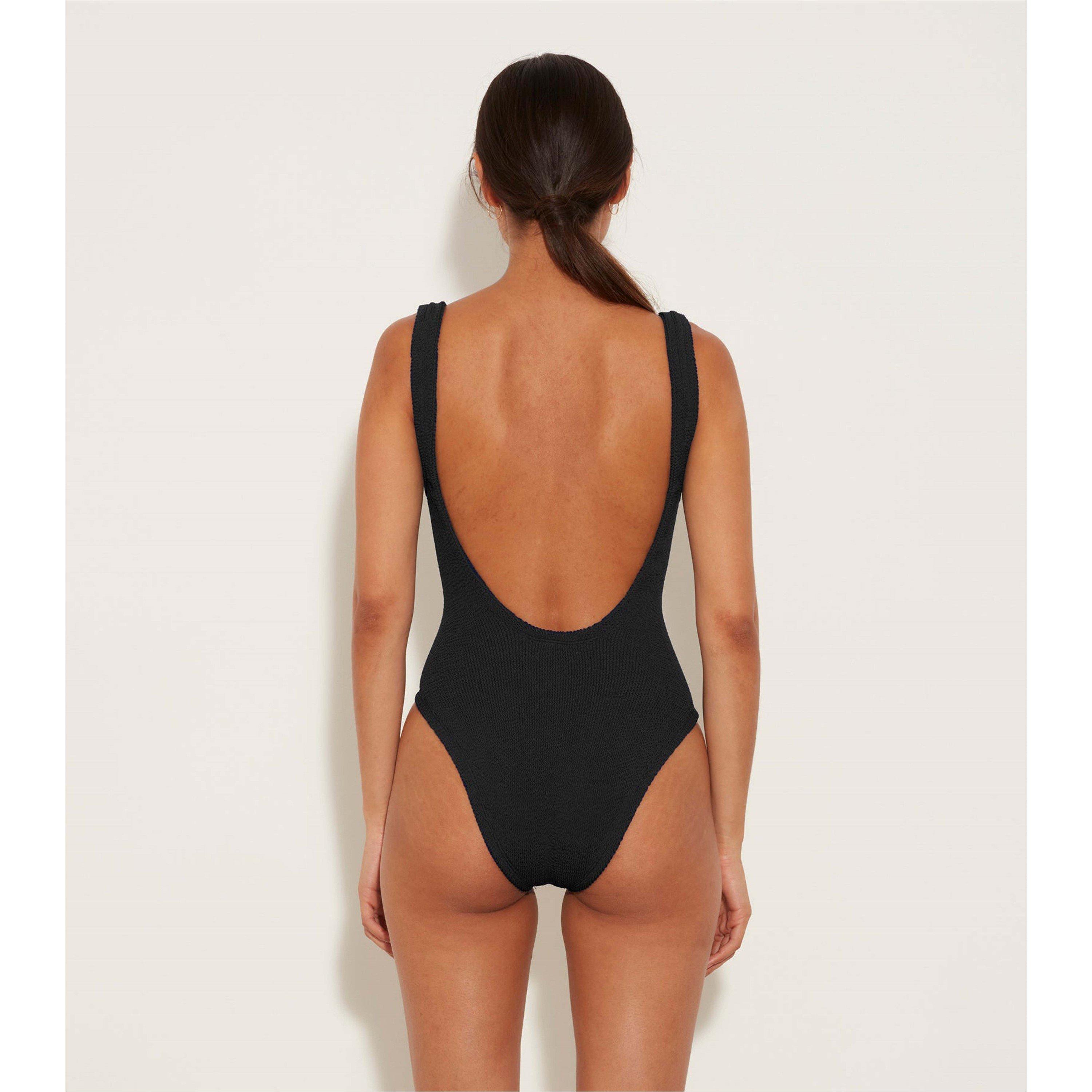 Black - Hunza G - Square Neck Swimsuit - 4
