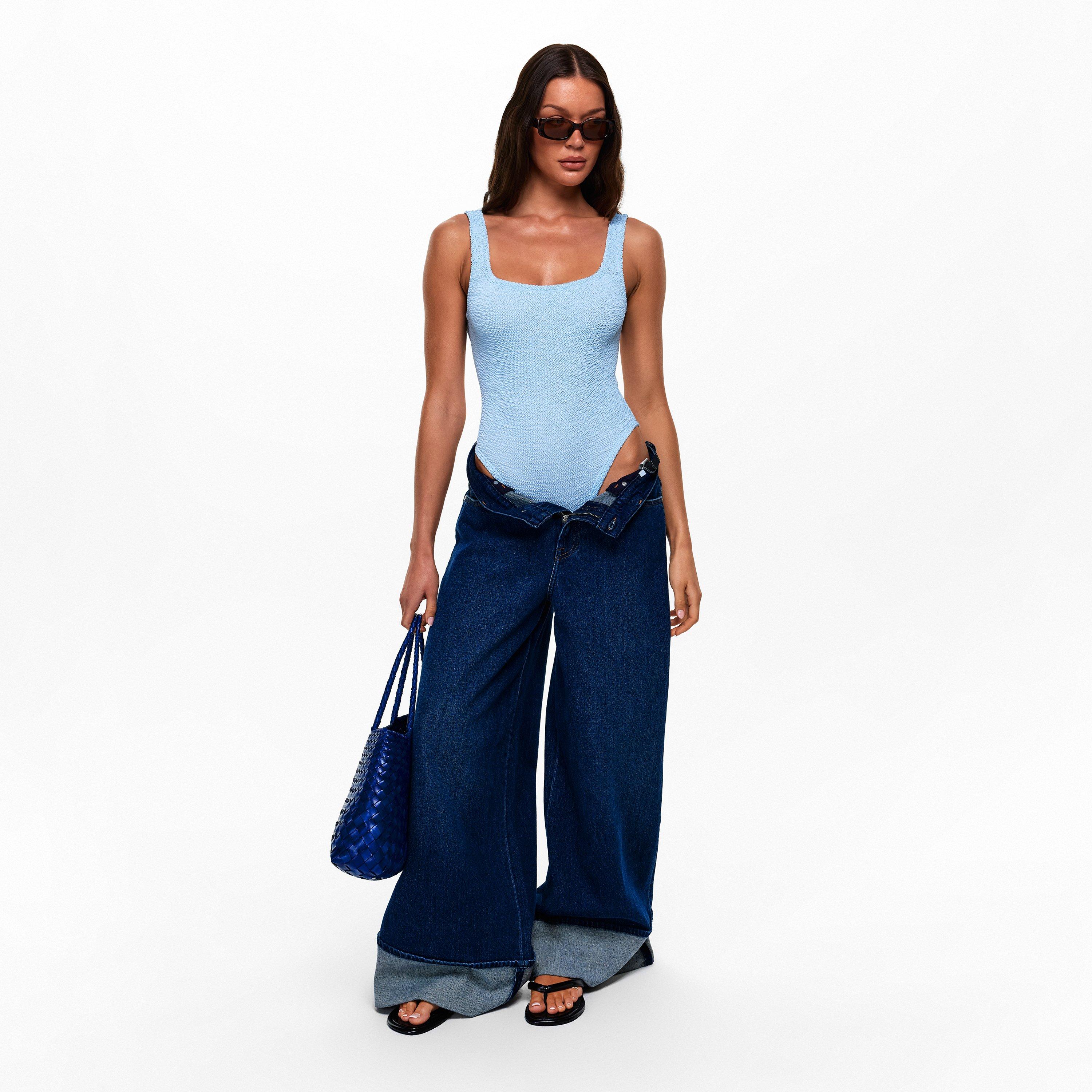 Metallic Blue - Hunza G - Square Neck Swimsuit - 6
