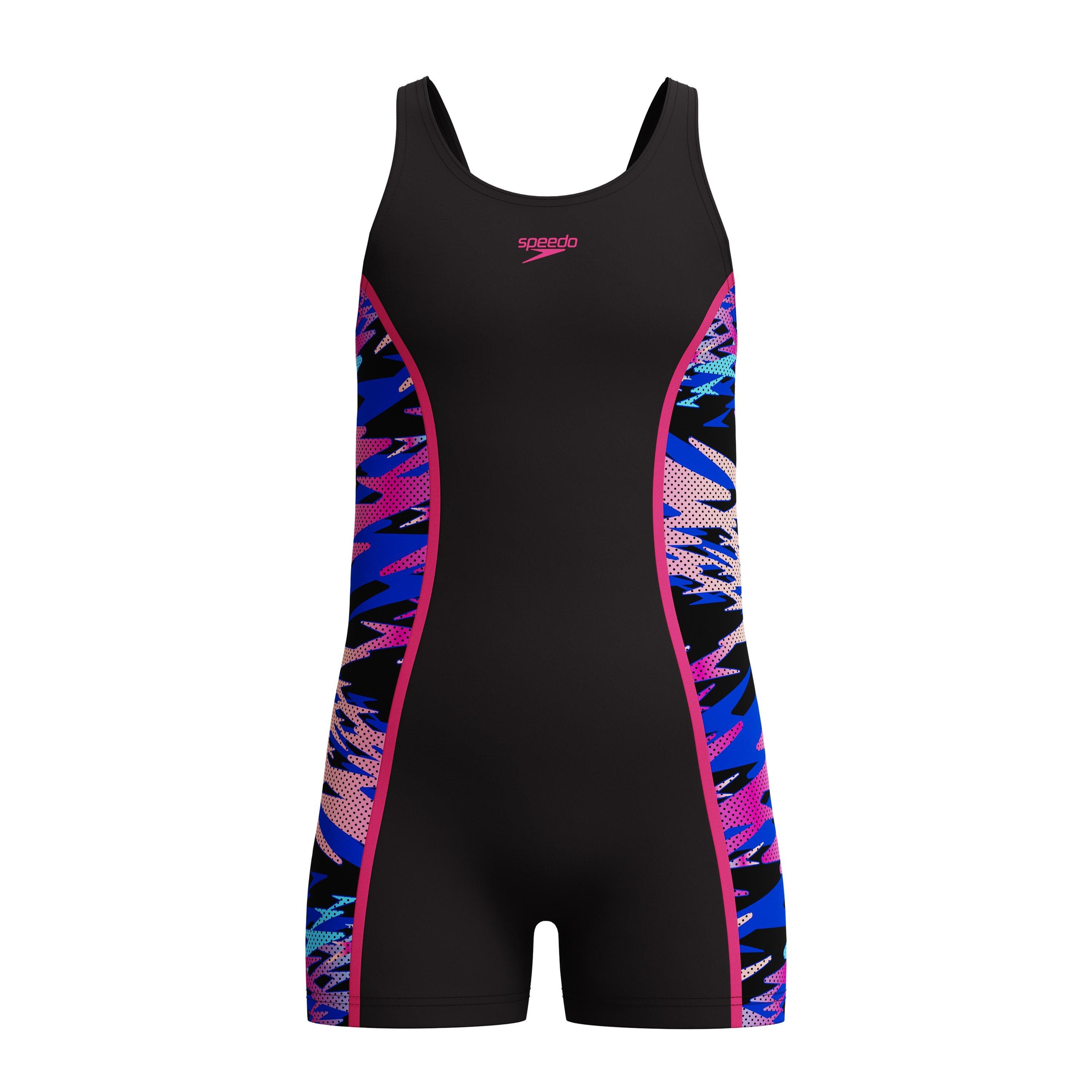 Speedo Girls Kids' Hb Legsuit One Piece Swimsuit - Anth/Pink - 13 (XL)