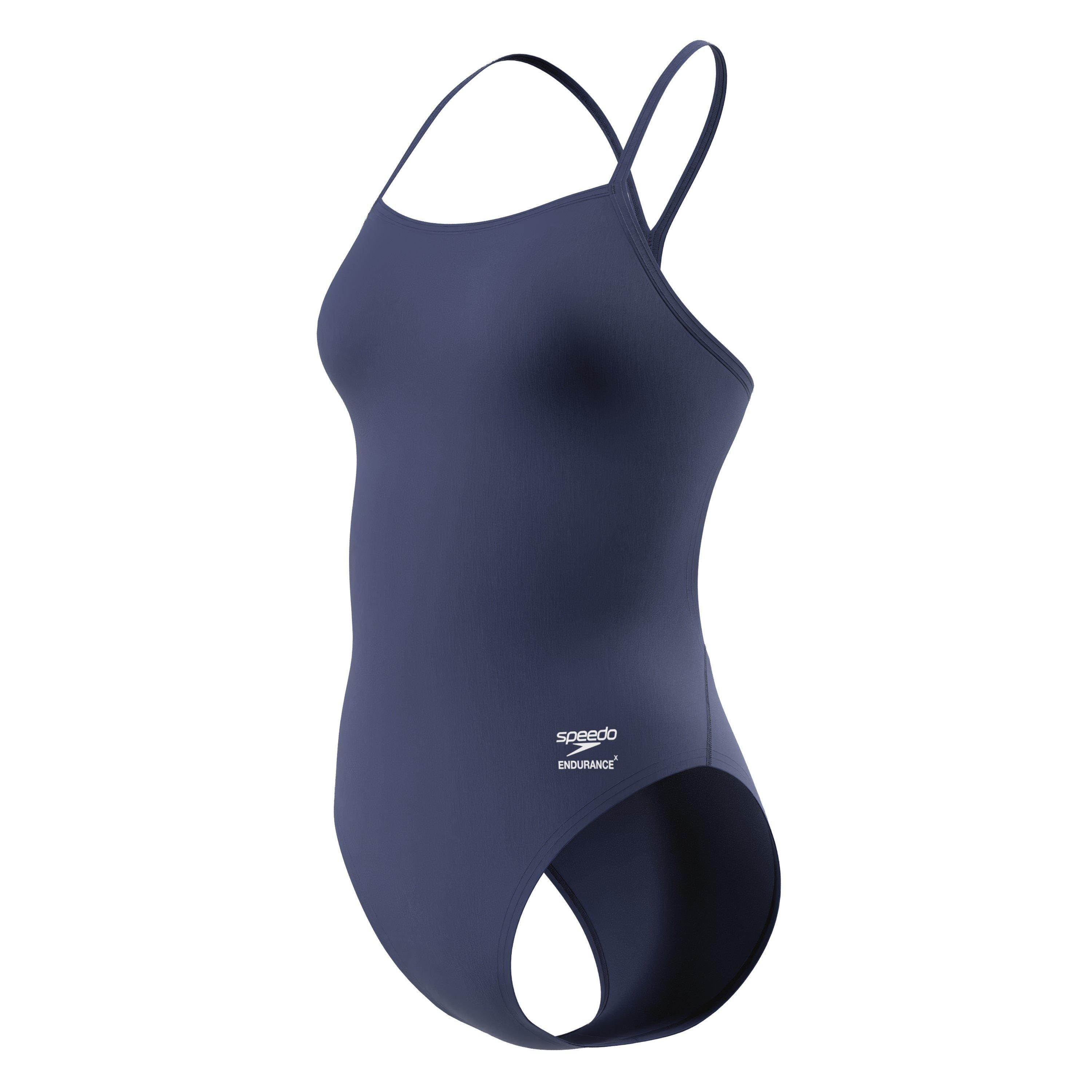 Navy - Speedo - Women's Solid Endurance+ Max V-Back 2.0 High-Leg One-Piece Swimsuit - 5