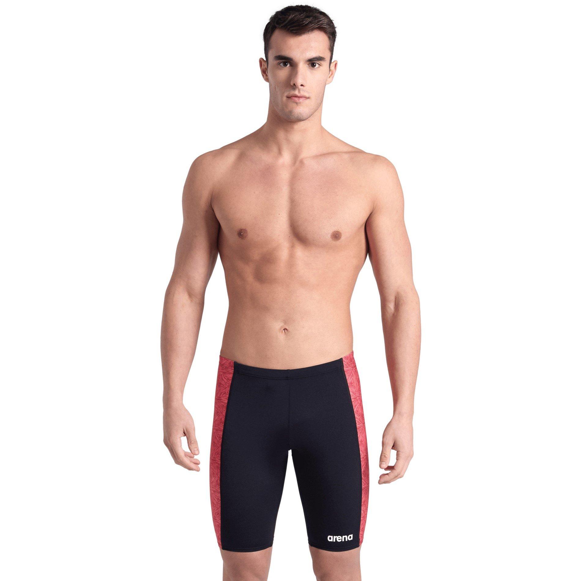 Black Red - Arena - Abstract Tiles Swim Jammer - 2