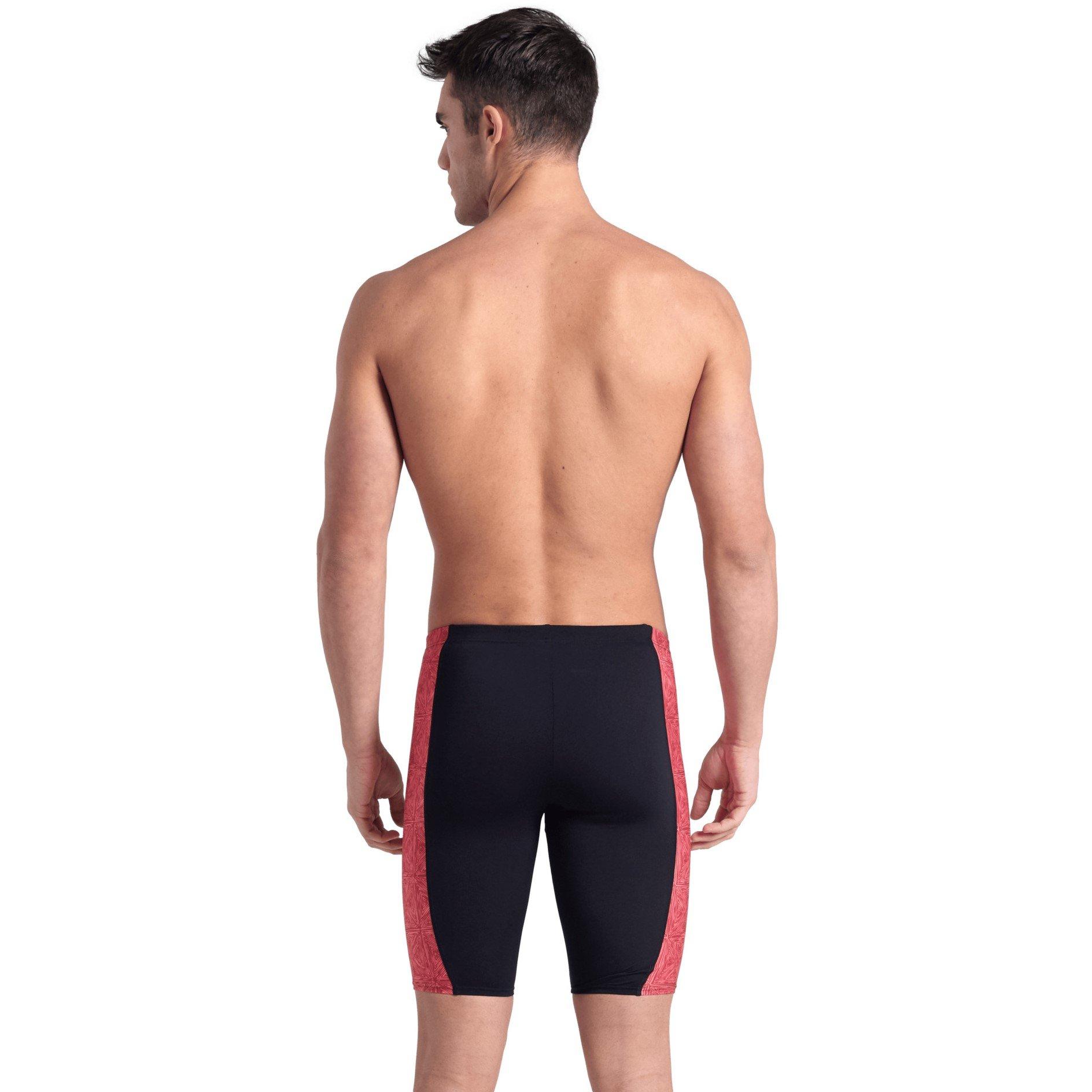Black Red - Arena - Abstract Tiles Swim Jammer - 3