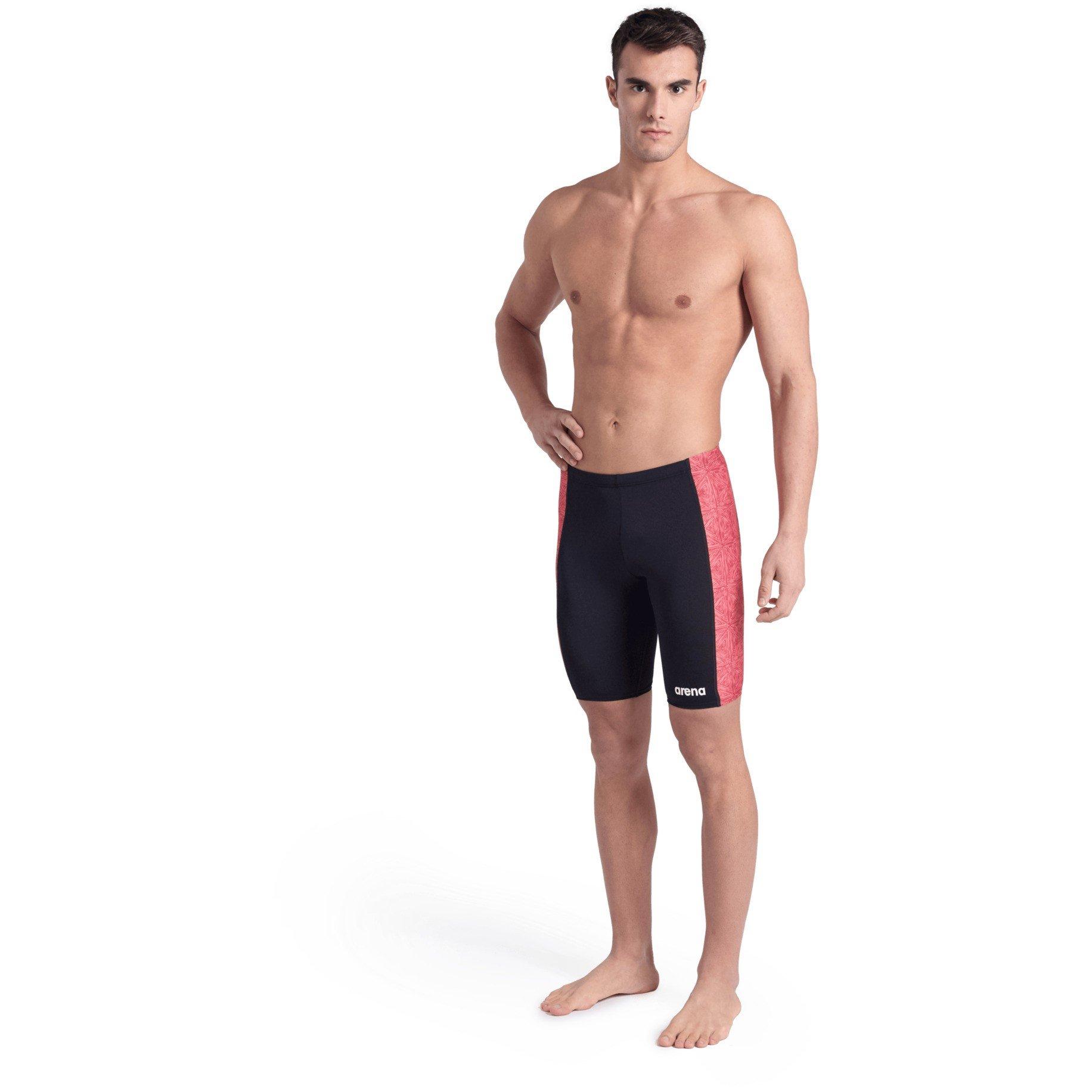 Black Red - Arena - Abstract Tiles Swim Jammer - 4