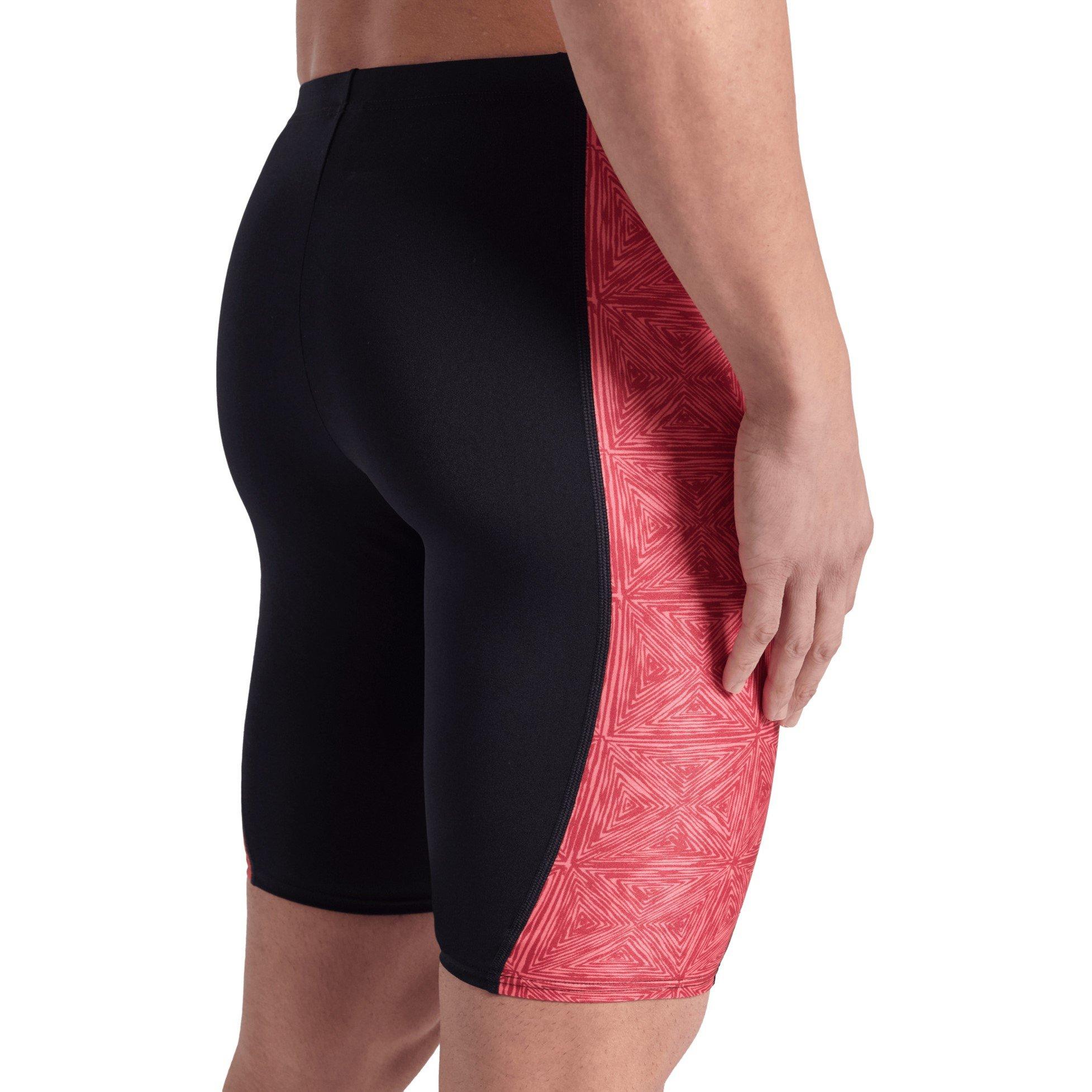 Black Red - Arena - Abstract Tiles Swim Jammer - 5