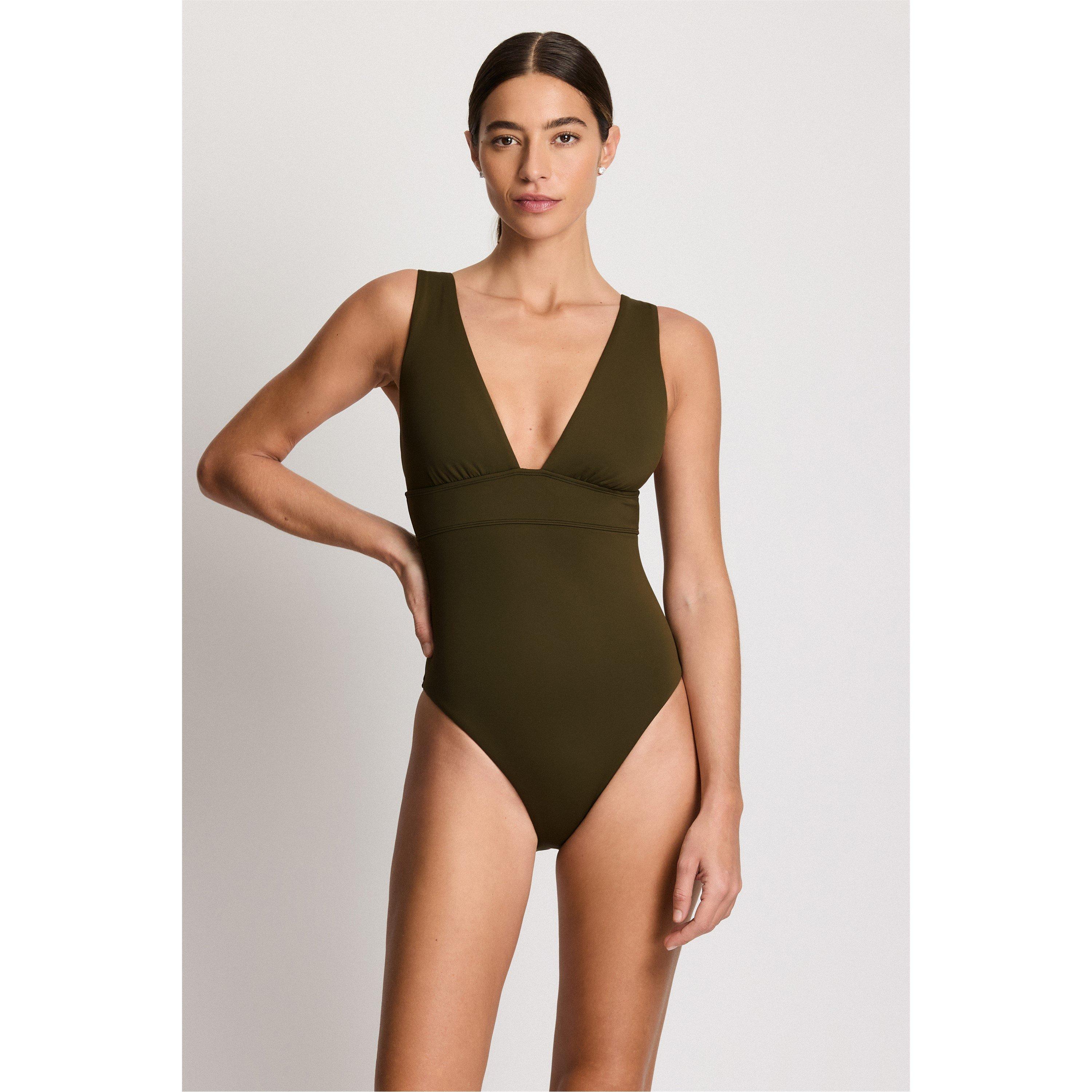 Khaki - Lauren by Ralph Lauren - Women's Plunge Swimsuit - 3