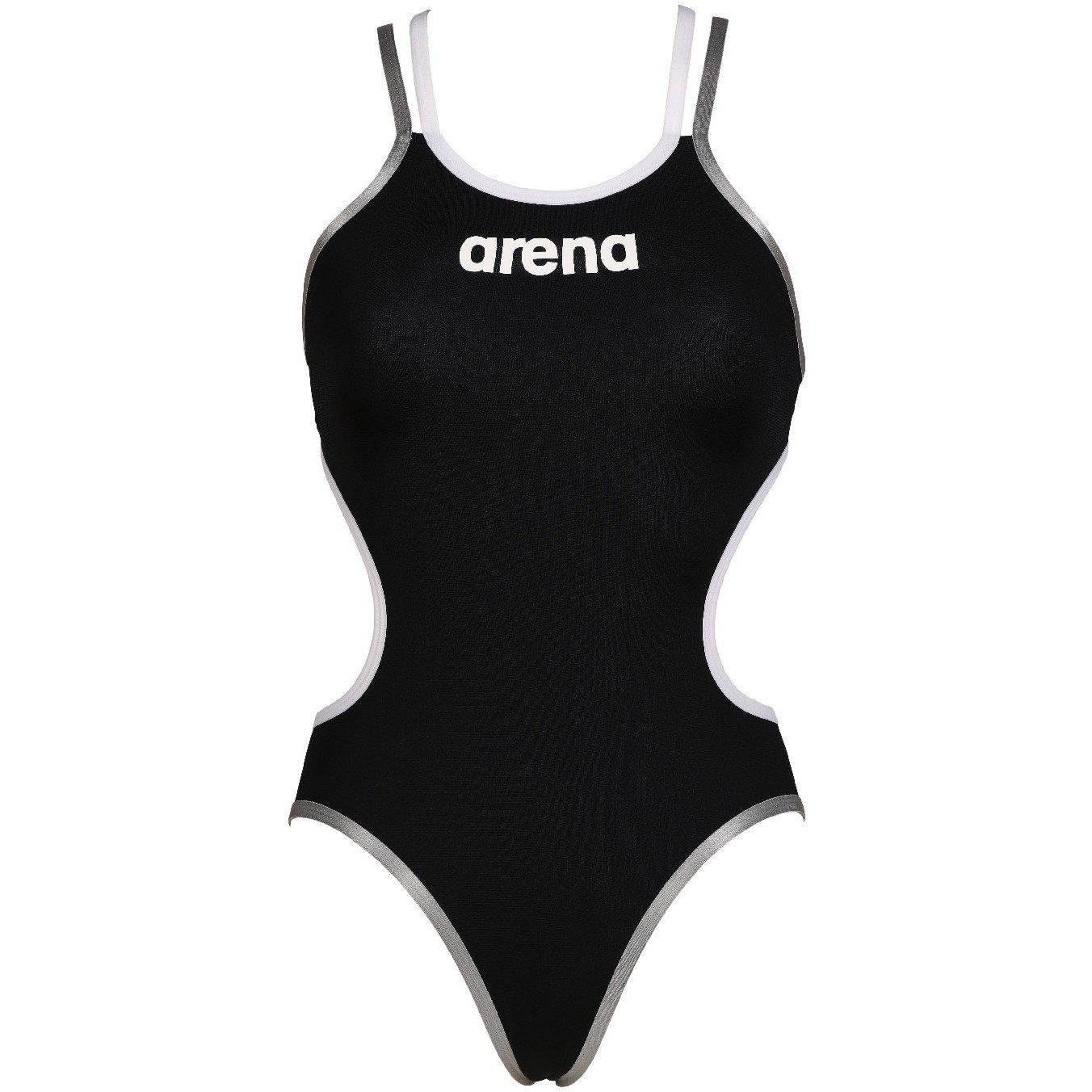 Black White - Arena - Womens Double Cross Back Swimsuit - 2