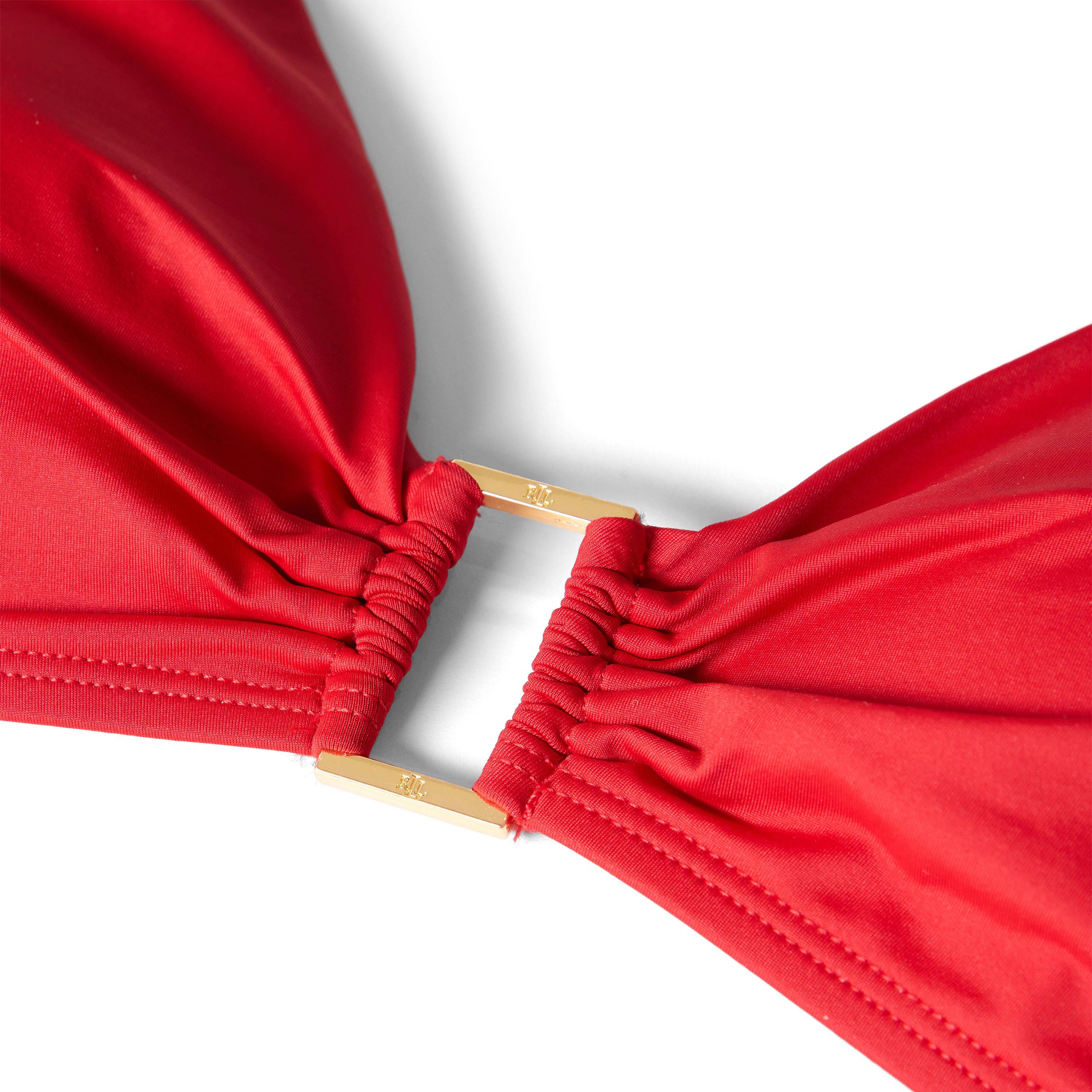Red - Lauren by Ralph Lauren - Ring-Front Halter Bikini Top - 5