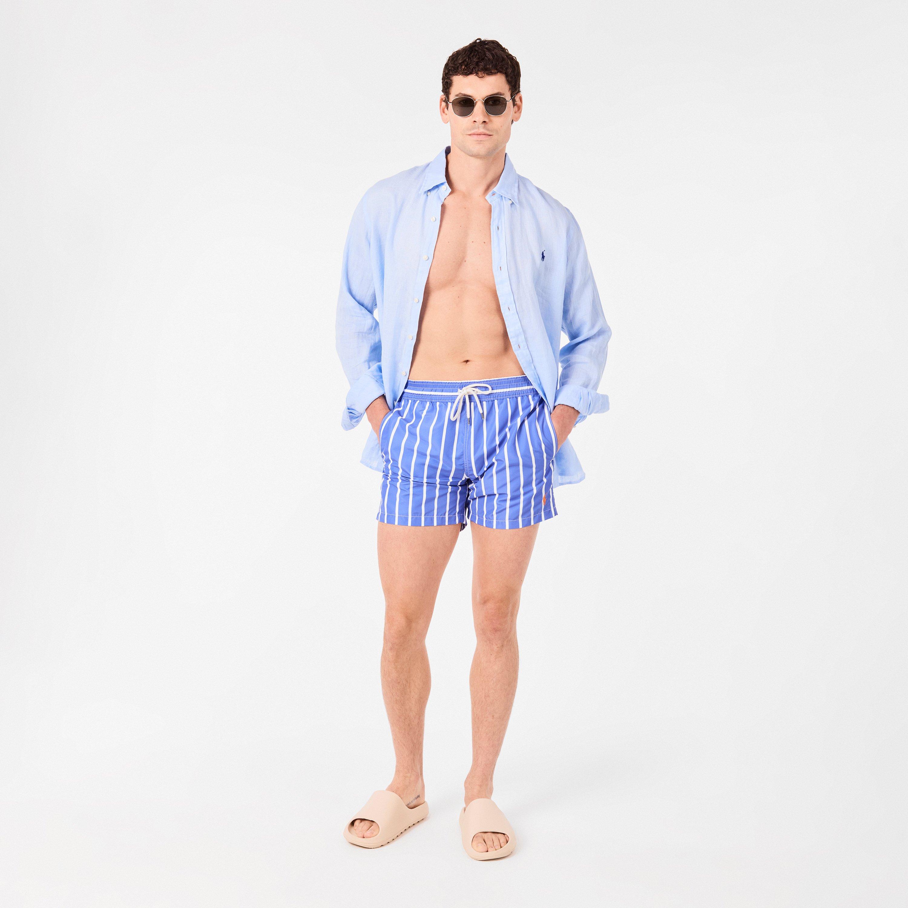 Blue Stripe - Polo Ralph Lauren - Men's Traveler Stripe Swim Shorts - 6