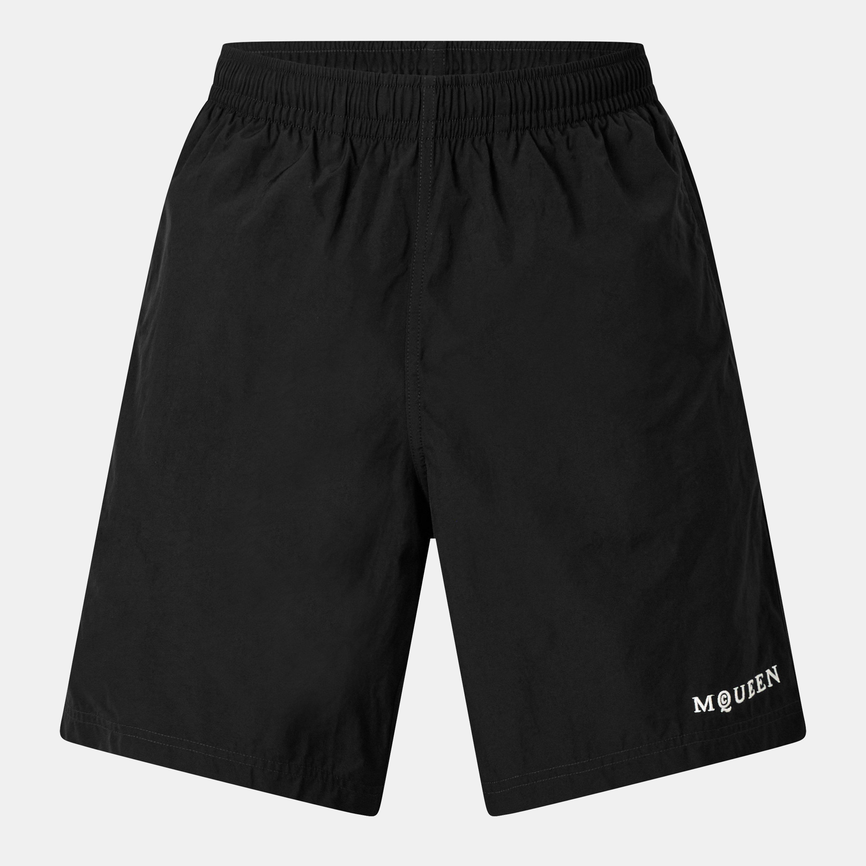 Alexander McQueen Men's Alex Logo Quick-Dry Tailored Fit Swim Shorts - Black - M