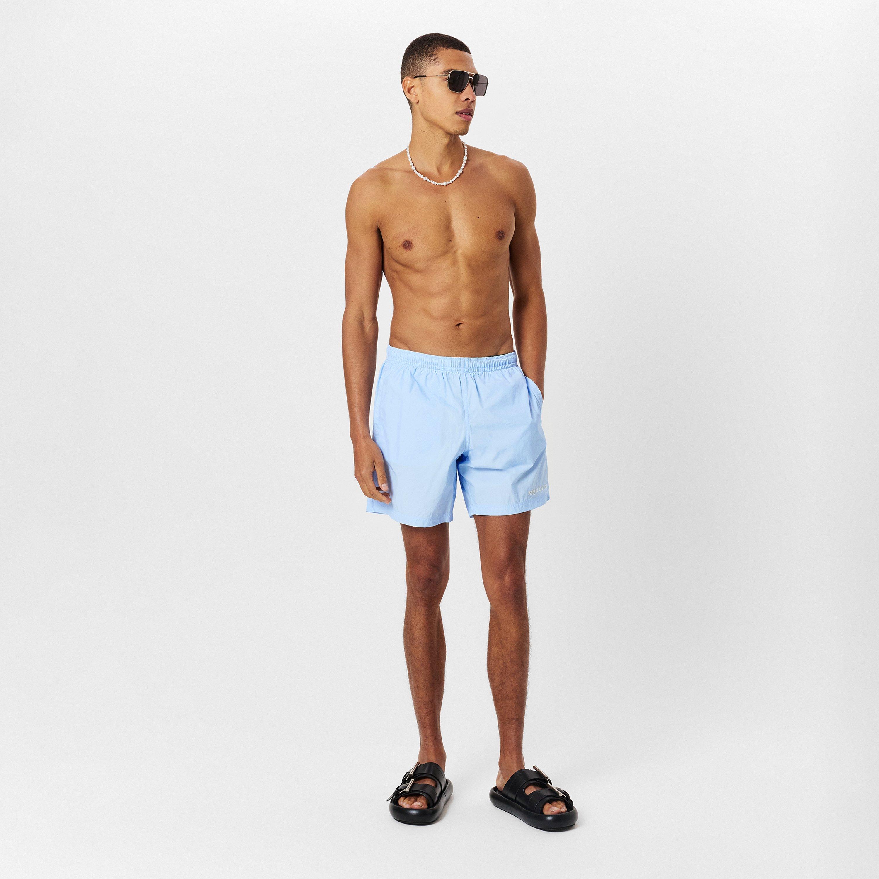 Pale Blue - Alexander McQueen - Men's Alex Logo Swim Shorts - 6