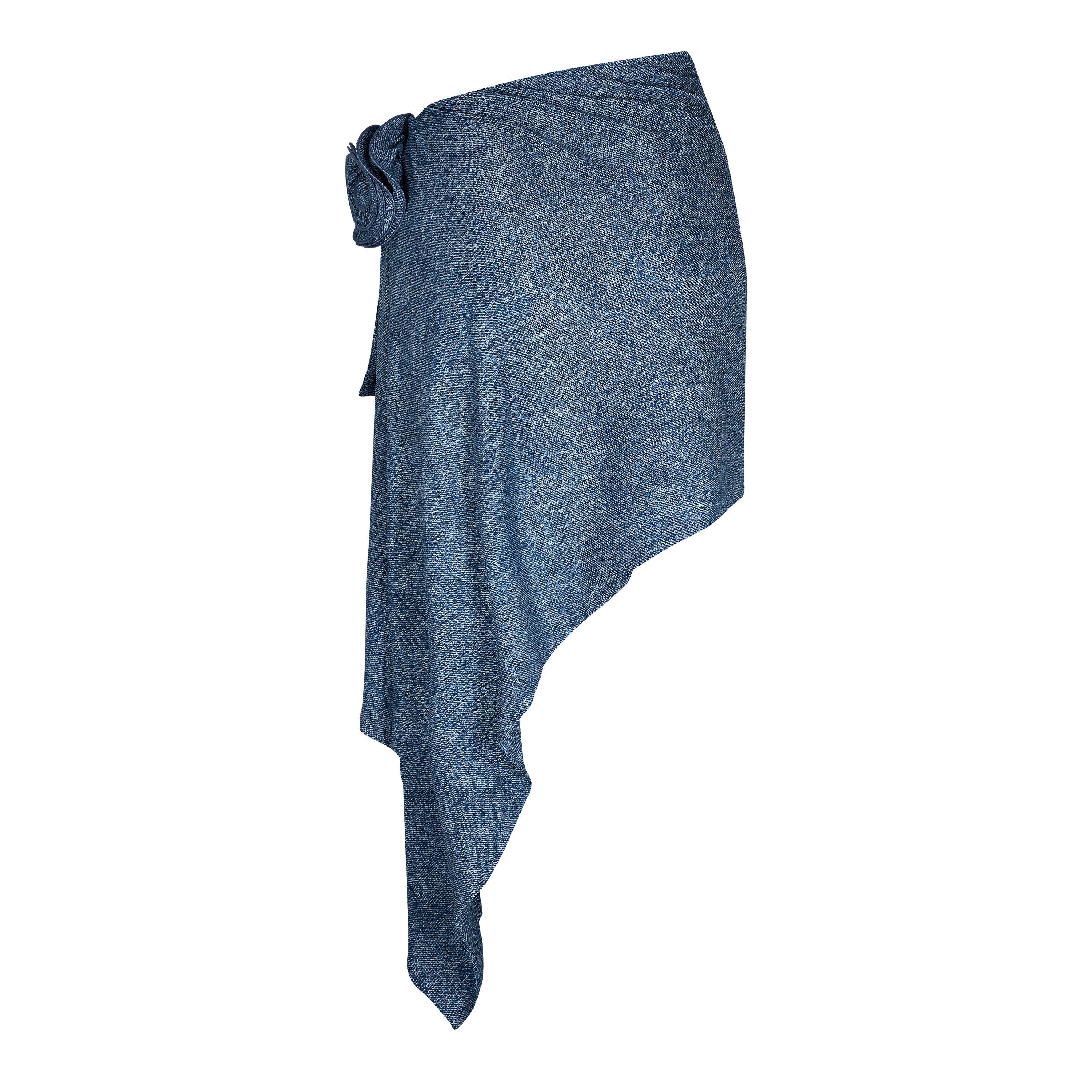 Denim Prnt - Magda Butrym - Asymmetrical Draped Swim Skirt - 2
