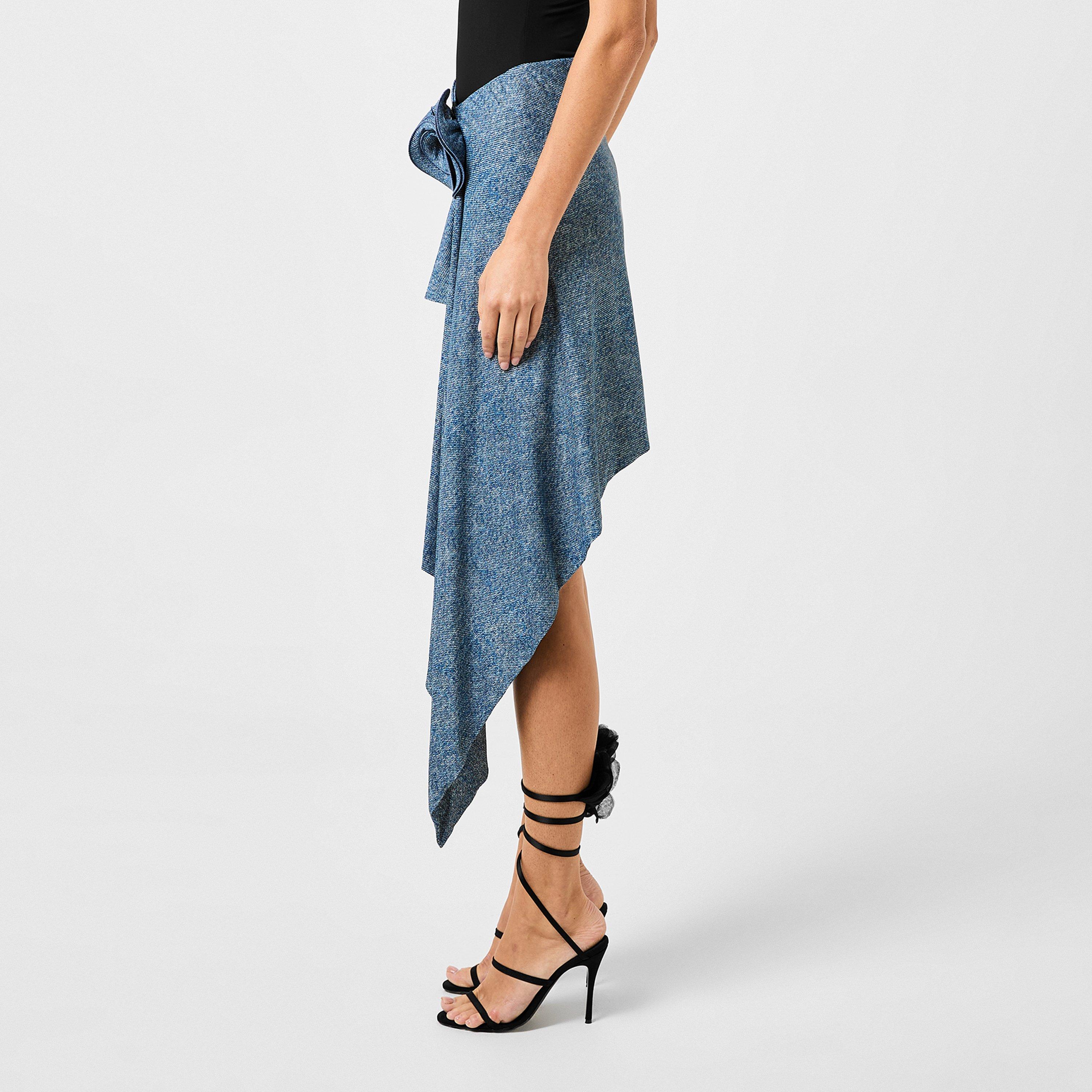 Denim Prnt - Magda Butrym - Asymmetrical Draped Swim Skirt - 5