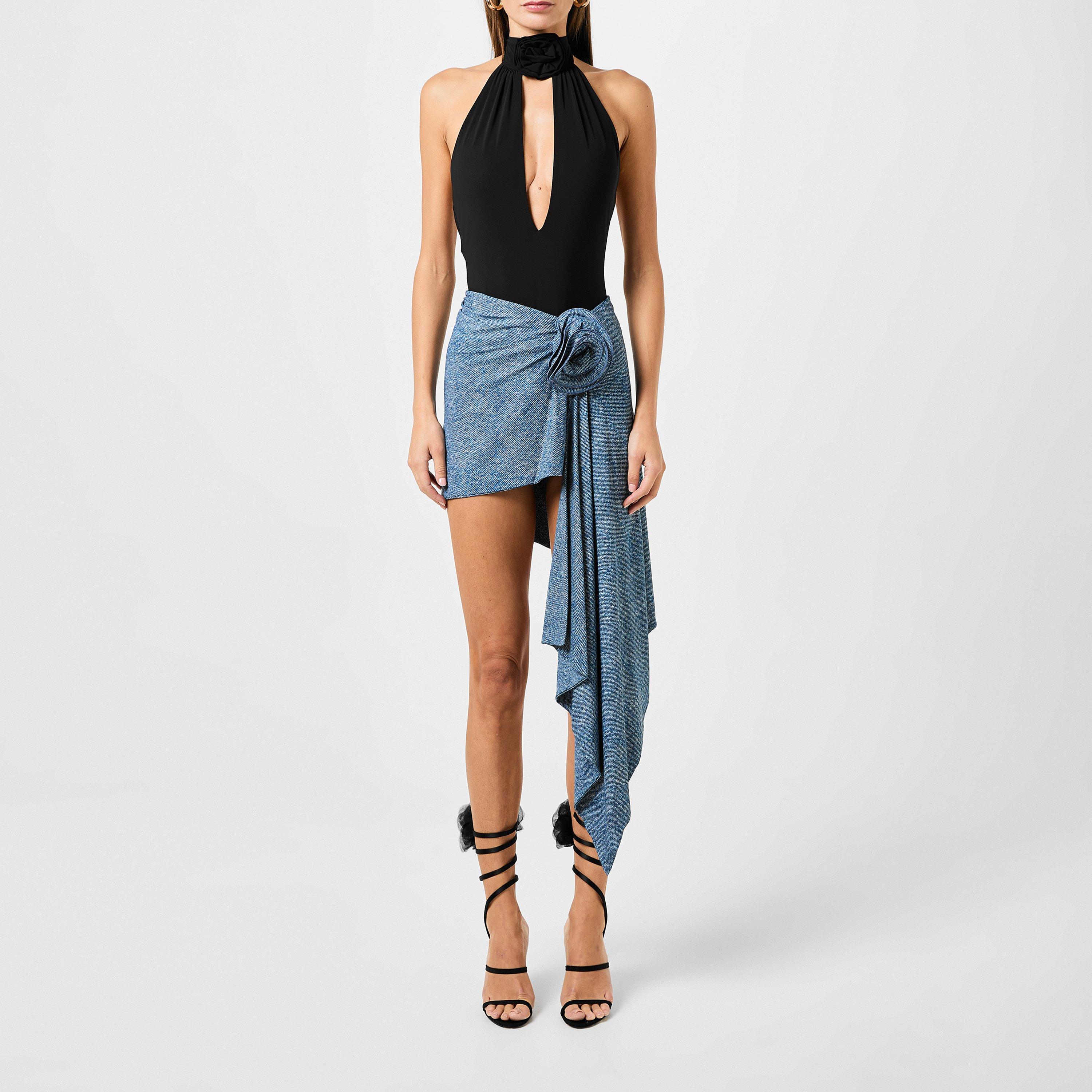 Denim Prnt - Magda Butrym - Asymmetrical Draped Swim Skirt - 6