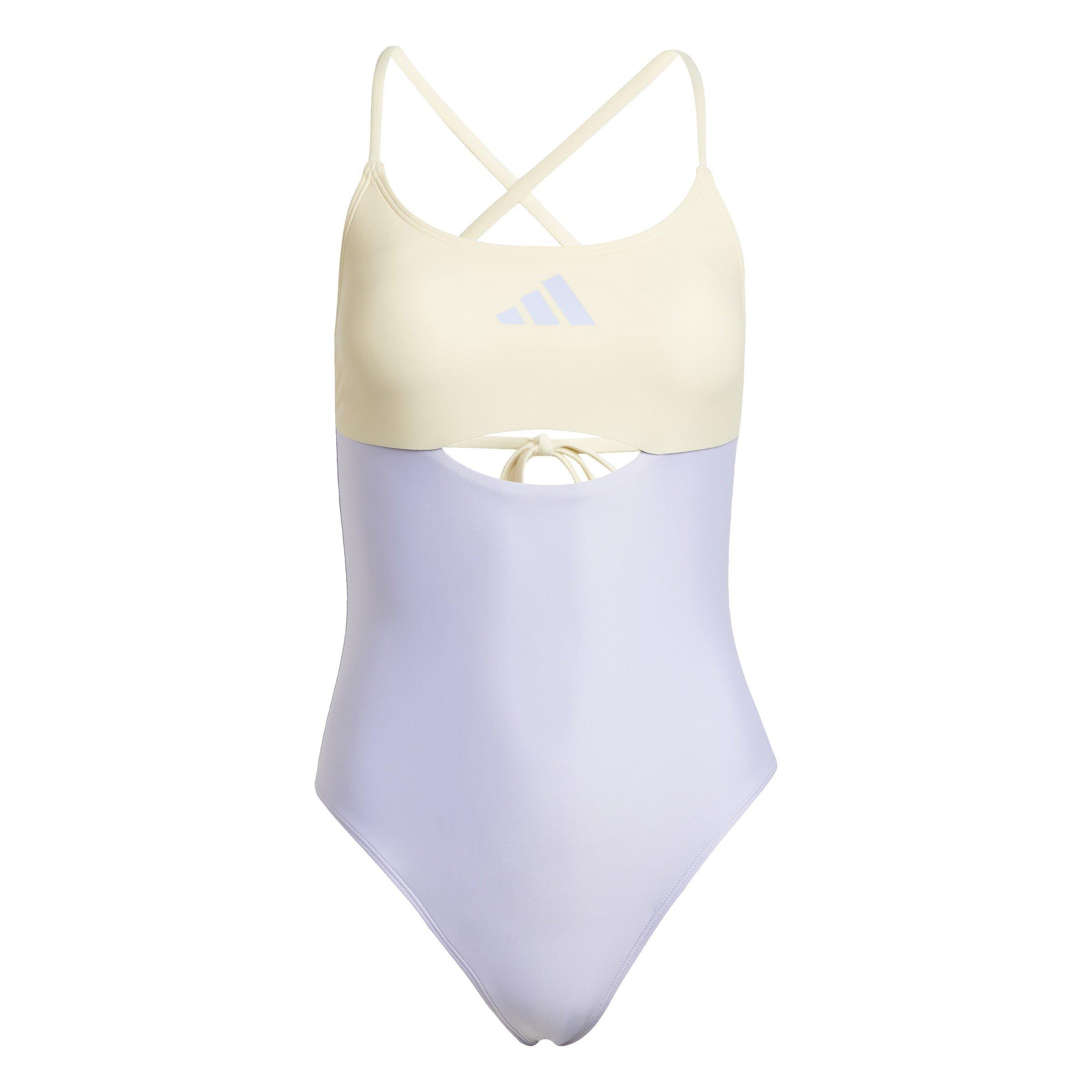 Viola/Caldo - adidas - Padded Colorblock X-Back Swimsuit Womens - 1