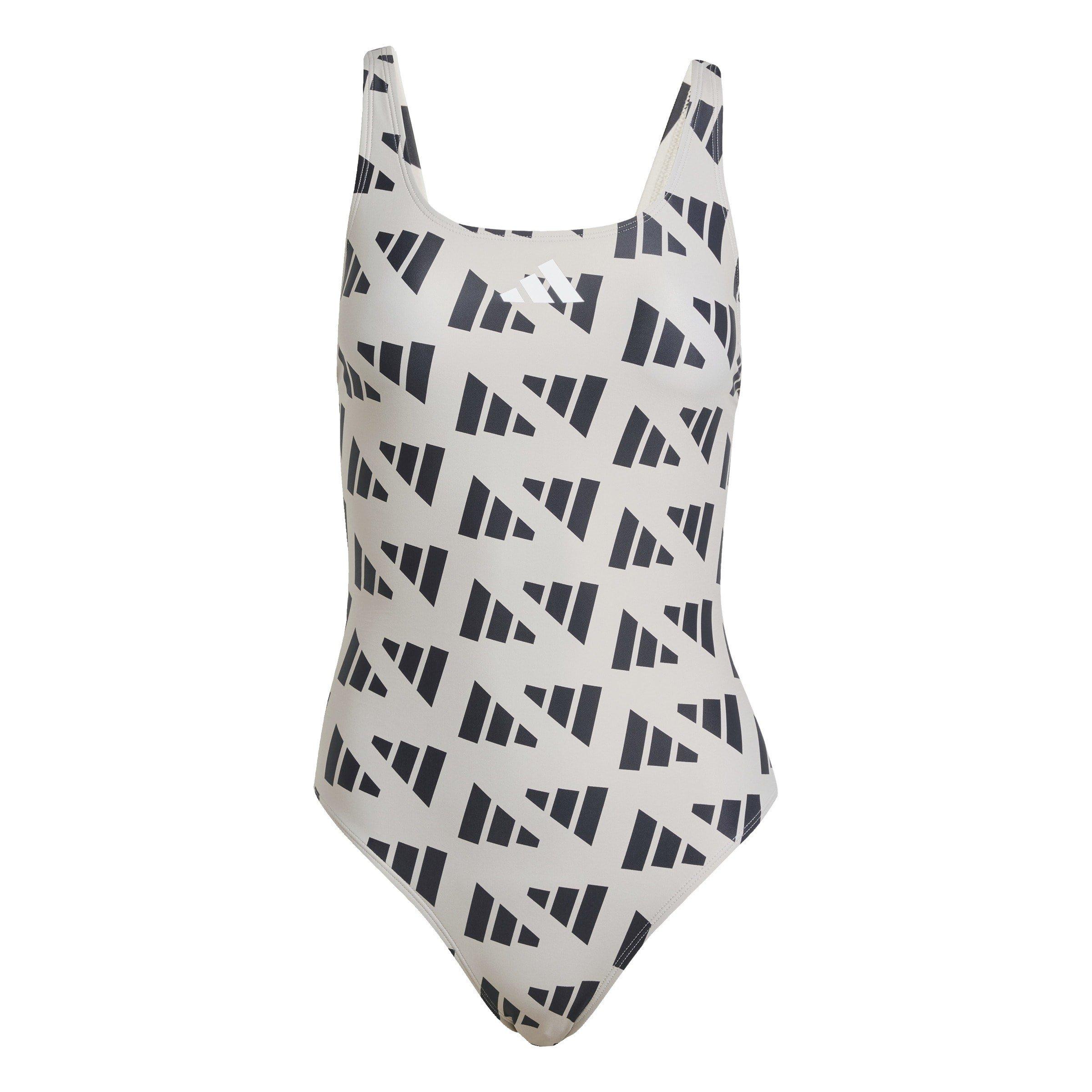 Adidas Women's Logo Graphic V-Back Swimsuit - Winder/Black - 14 (L)
