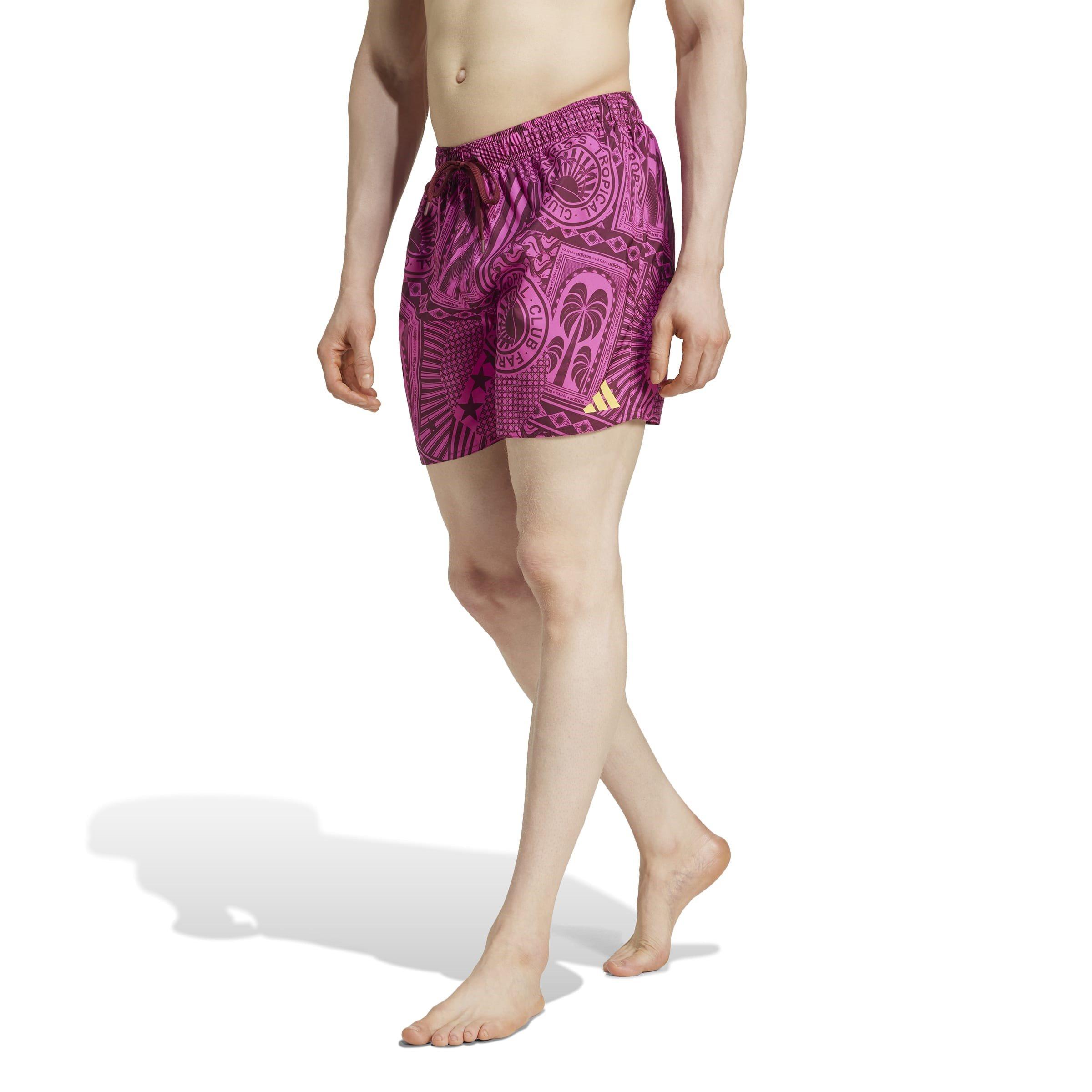 Fuchsia/Rouge - adidas - adidas x FARM 3-Stripes Swim Shorts 5-Inch Mens - 2