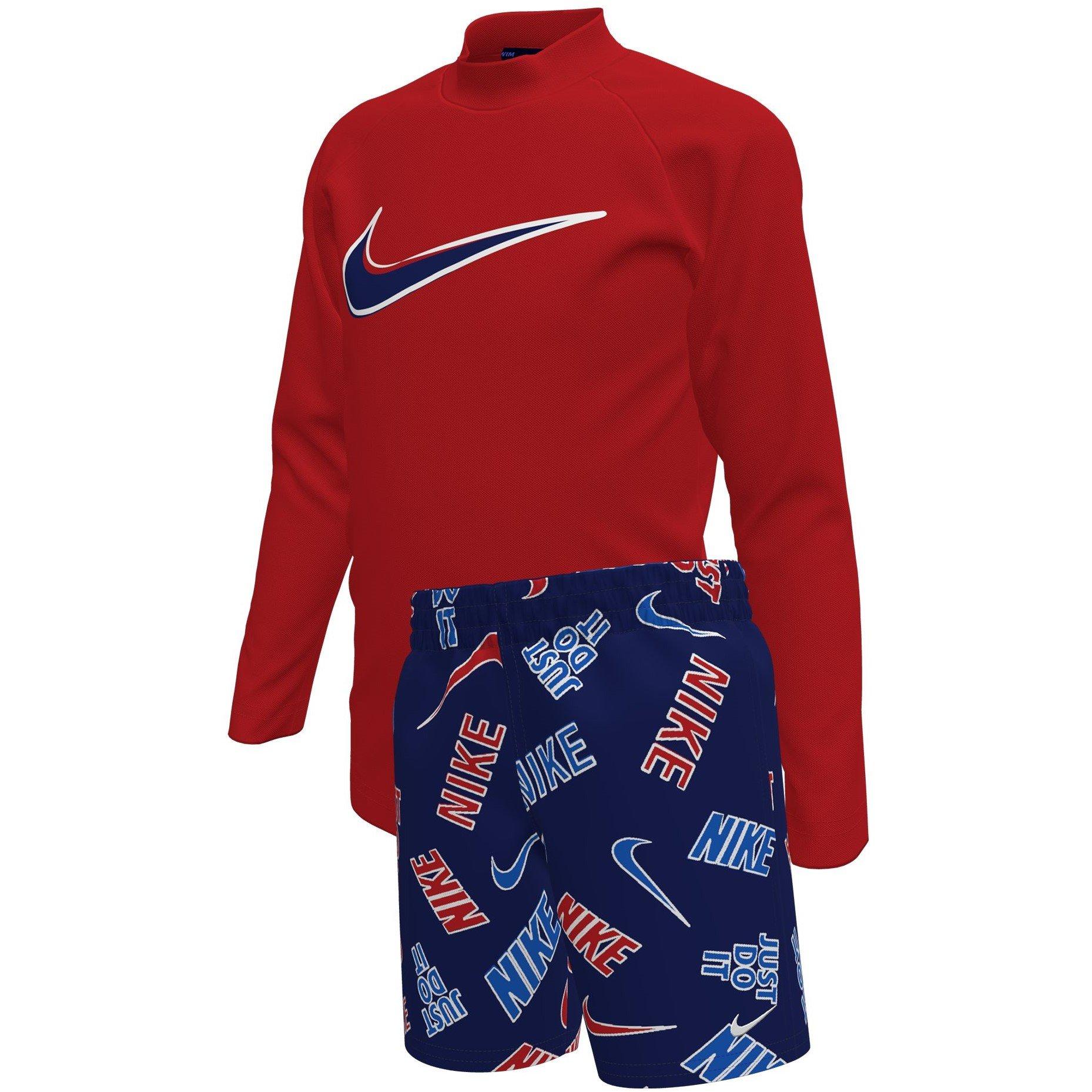 Blue/Red - Nike - Kids Swim Shorts and Top Set - 1