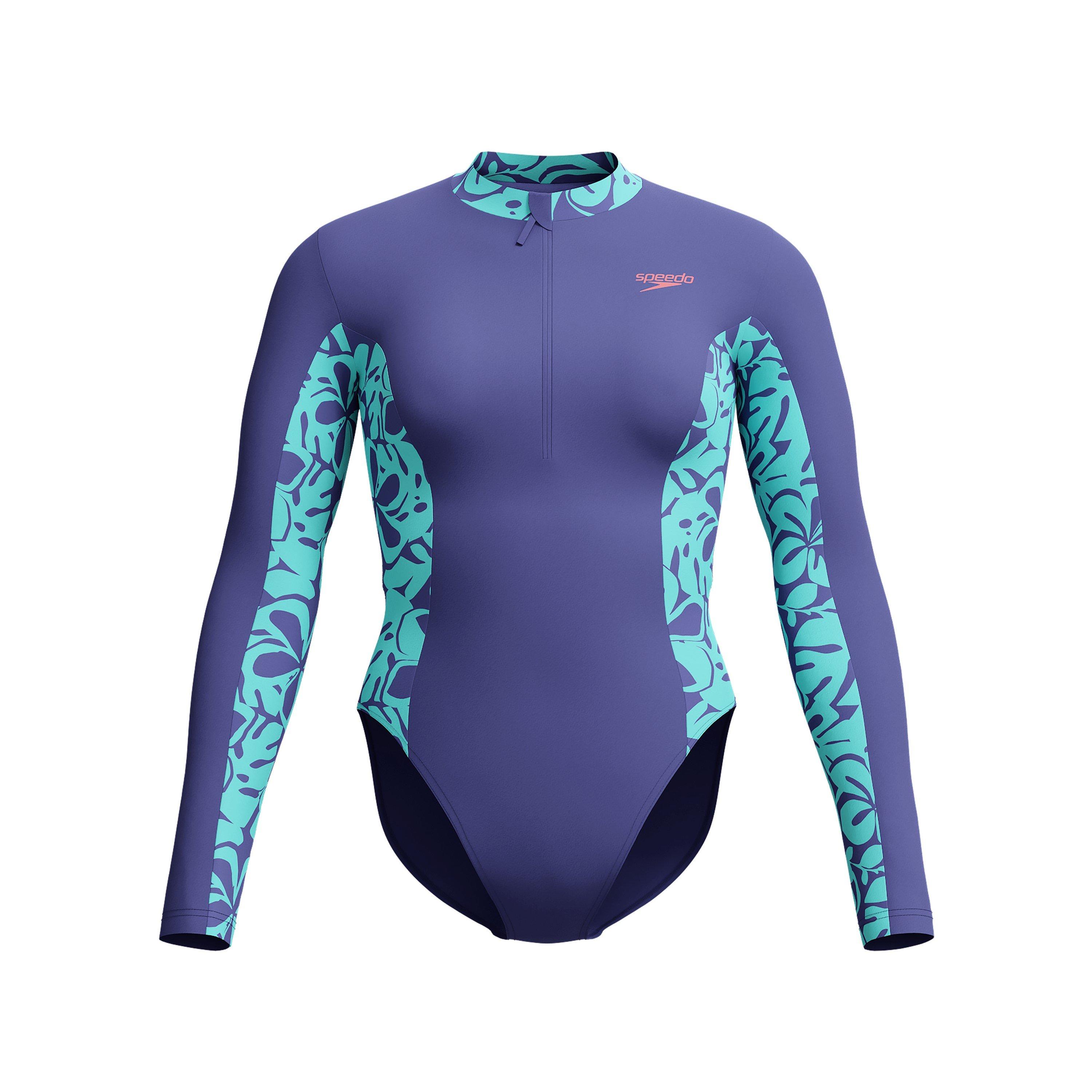 Speedo Women's Hapuna Blue Long Sleeve Panel Swimsuit Swimsuit Swimming Costume - Image 3