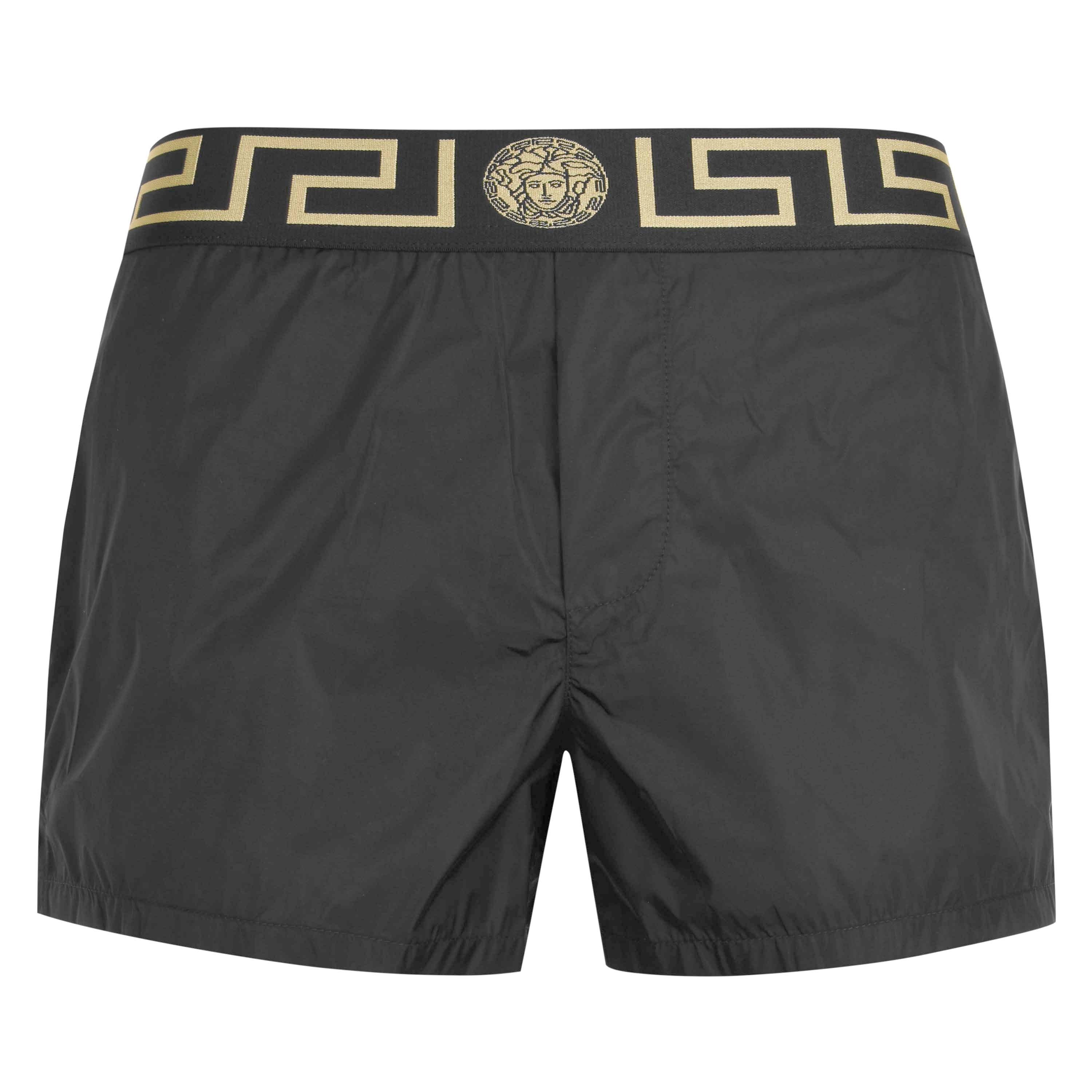 Versace Icon Greca Waistband Swim Shorts - Black Gold - M