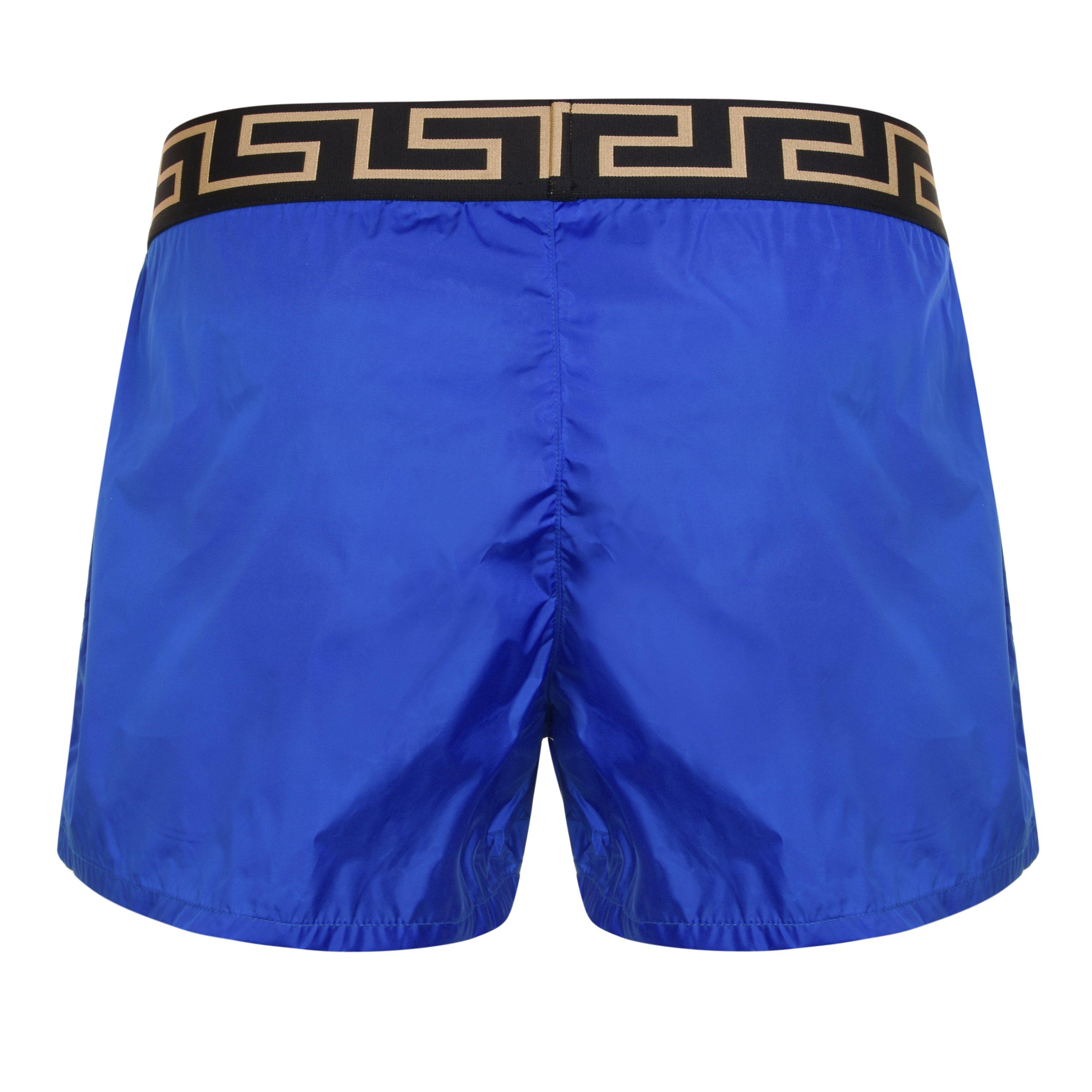 Blue/Gold A85K - Versace Icon - Greca Waistband Swim Shorts - 2