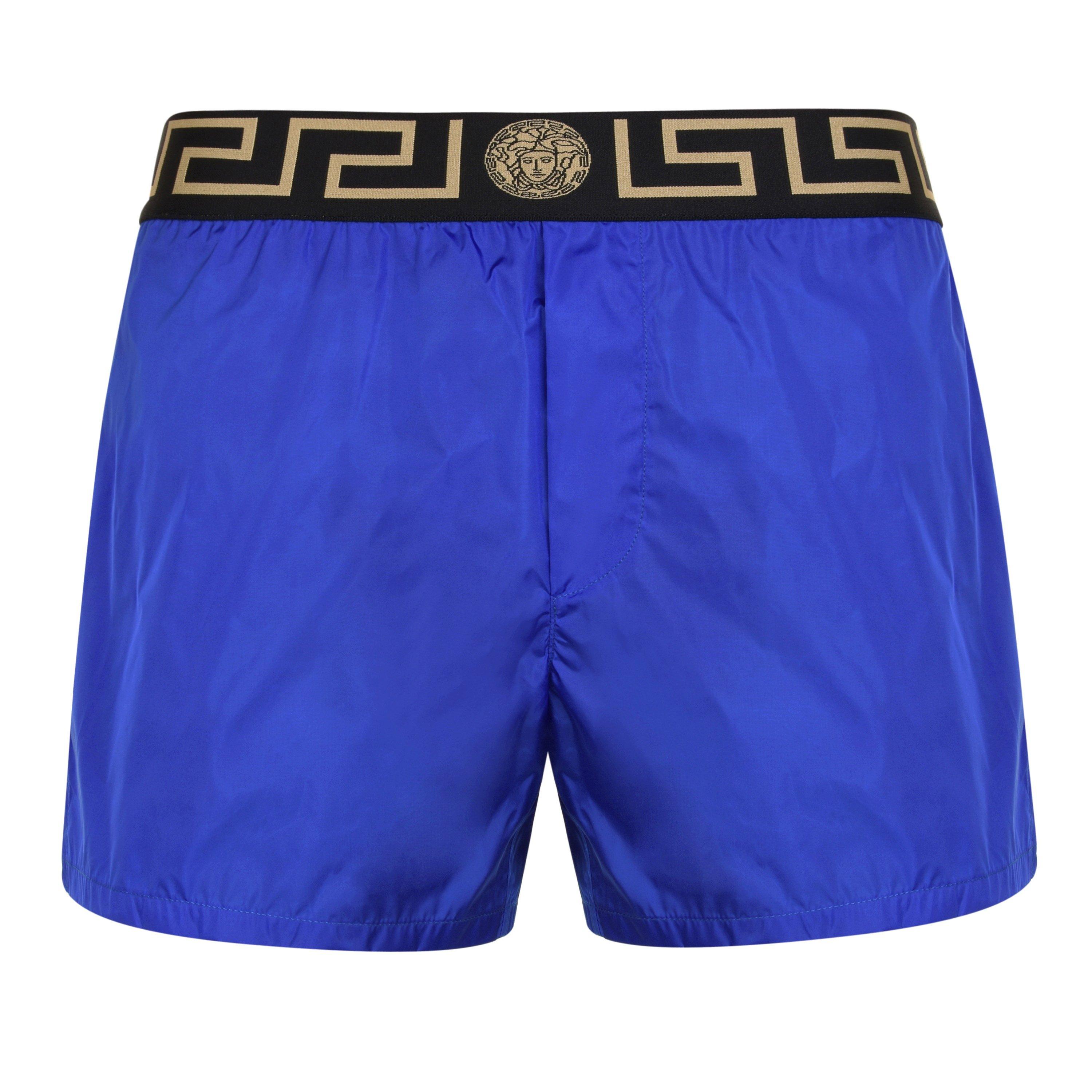 Blue/Gold A85K - Versace Icon - Greca Waistband Swim Shorts - 6