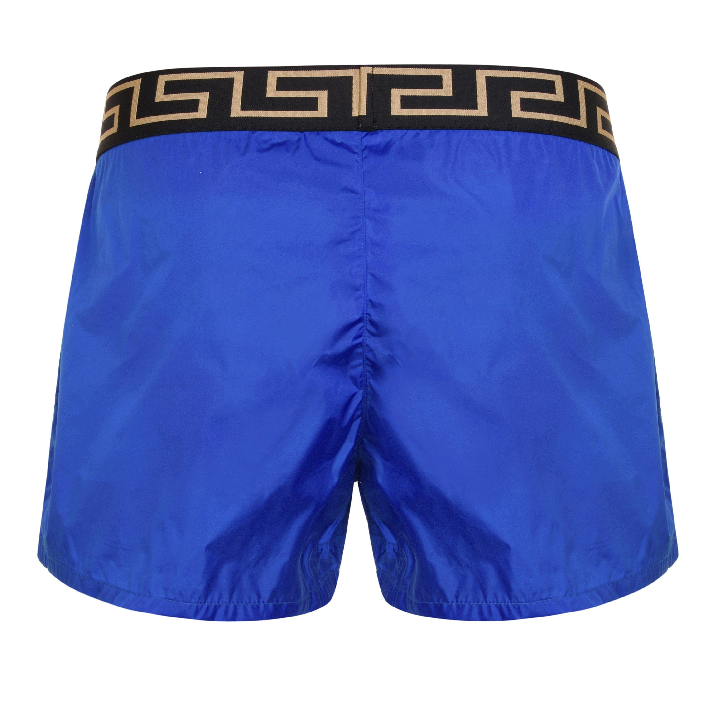 Blue/Gold A85K - Versace Icon - Greca Waistband Swim Shorts - 7