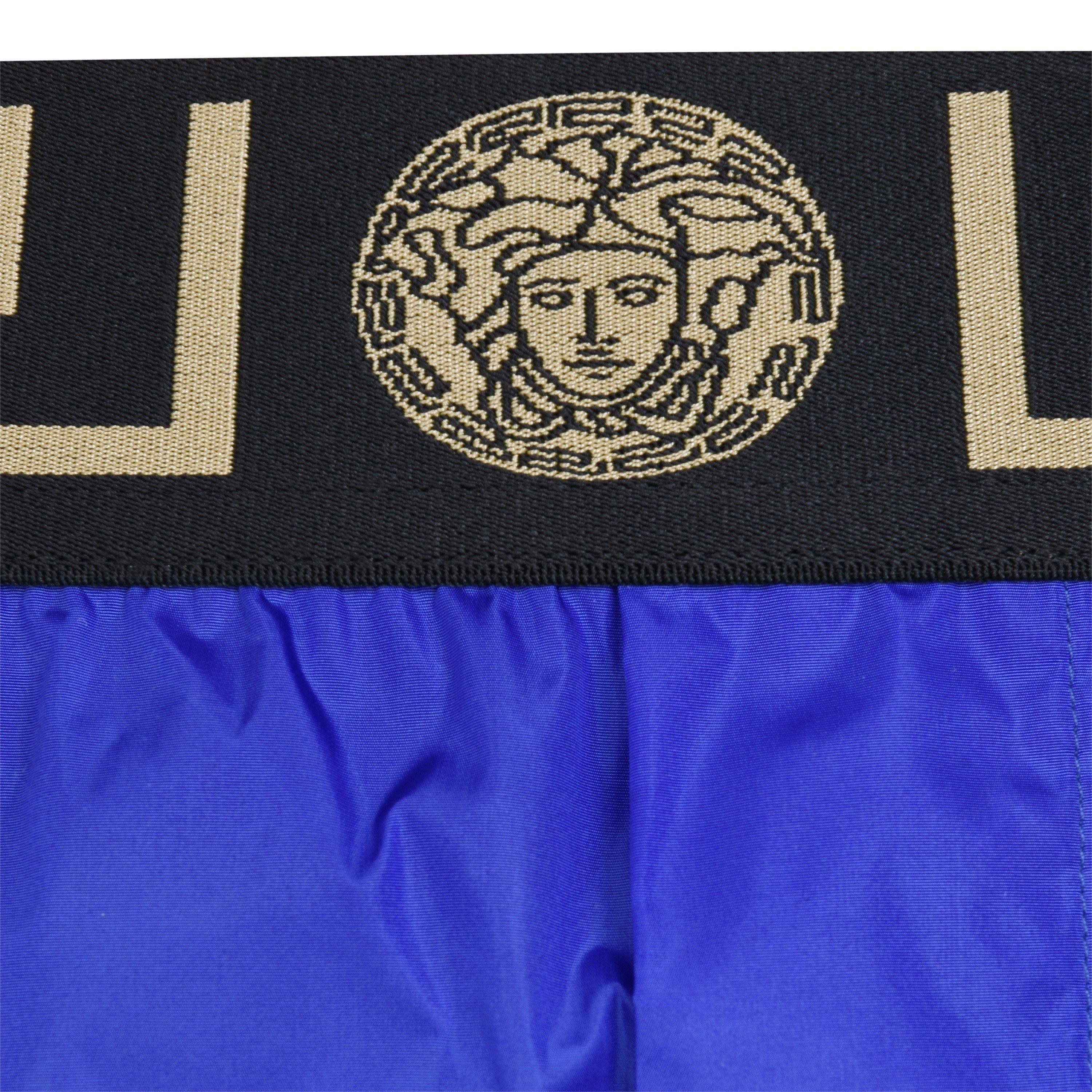 Blue/Gold A85K - Versace Icon - Greca Waistband Swim Shorts - 5