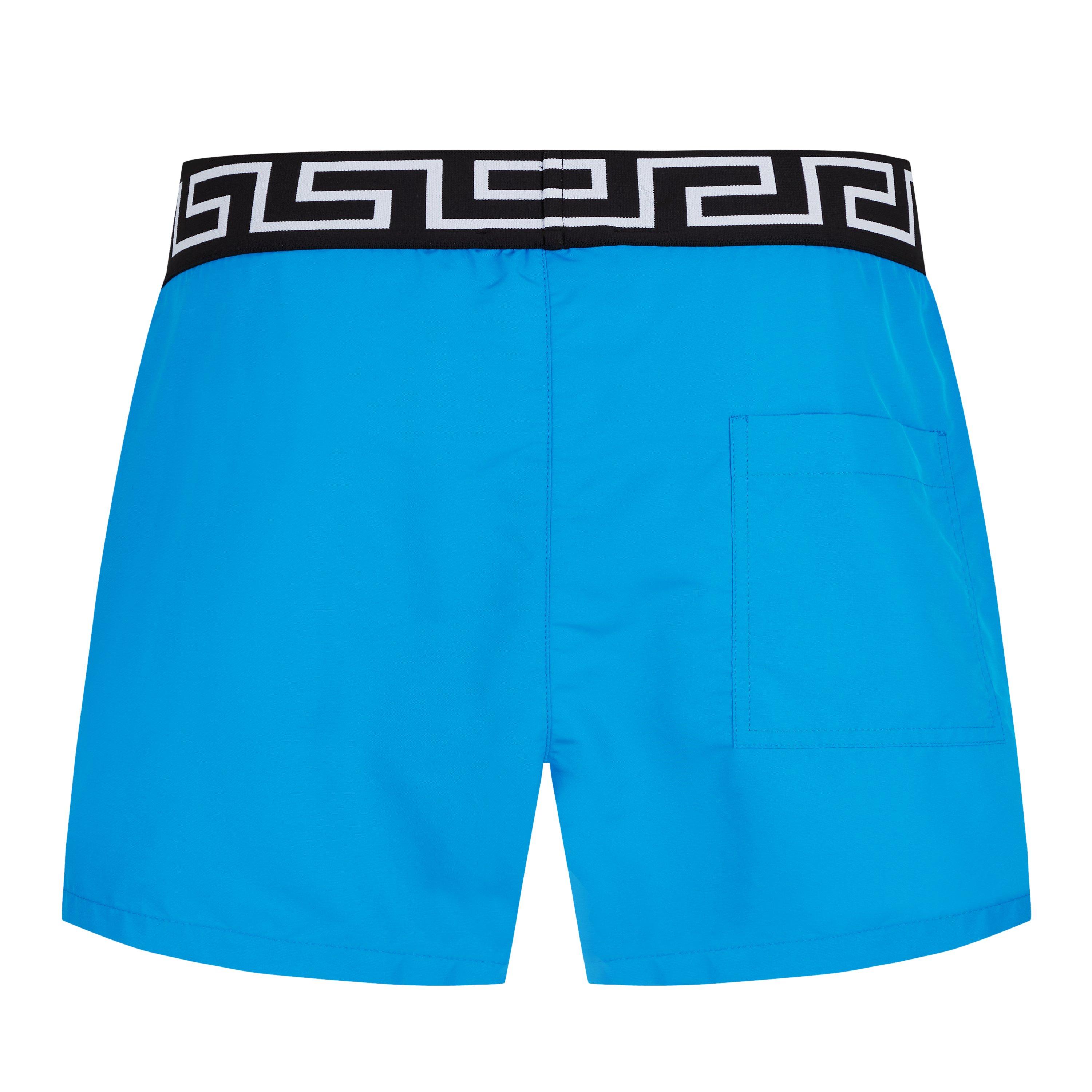 Dresden Blue - Versace Icon - Greca Waistband Swim Shorts - 3