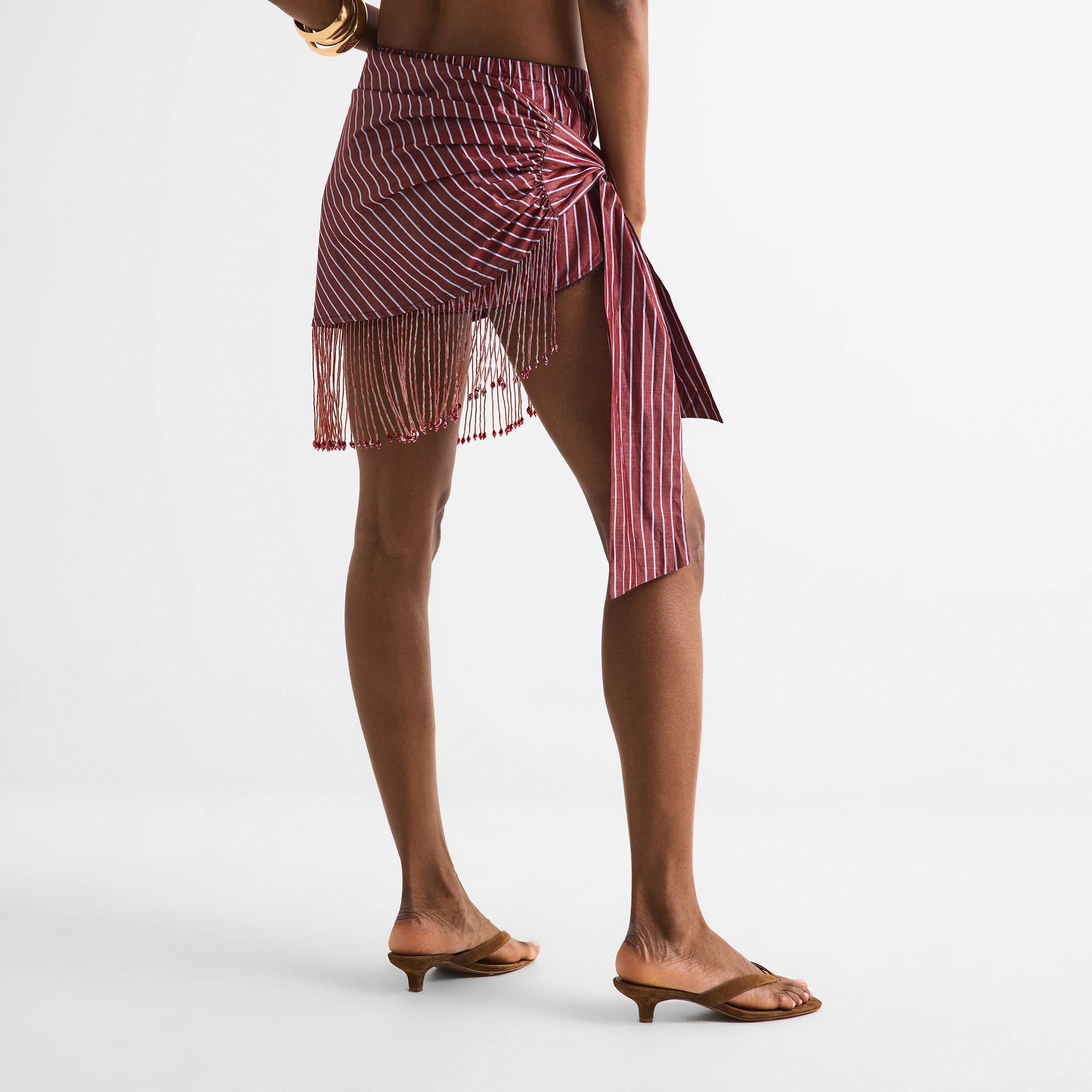 Rouge Noir/Blue - The Andamane - Women's Dolly Fringe Pareo Sarong - 4