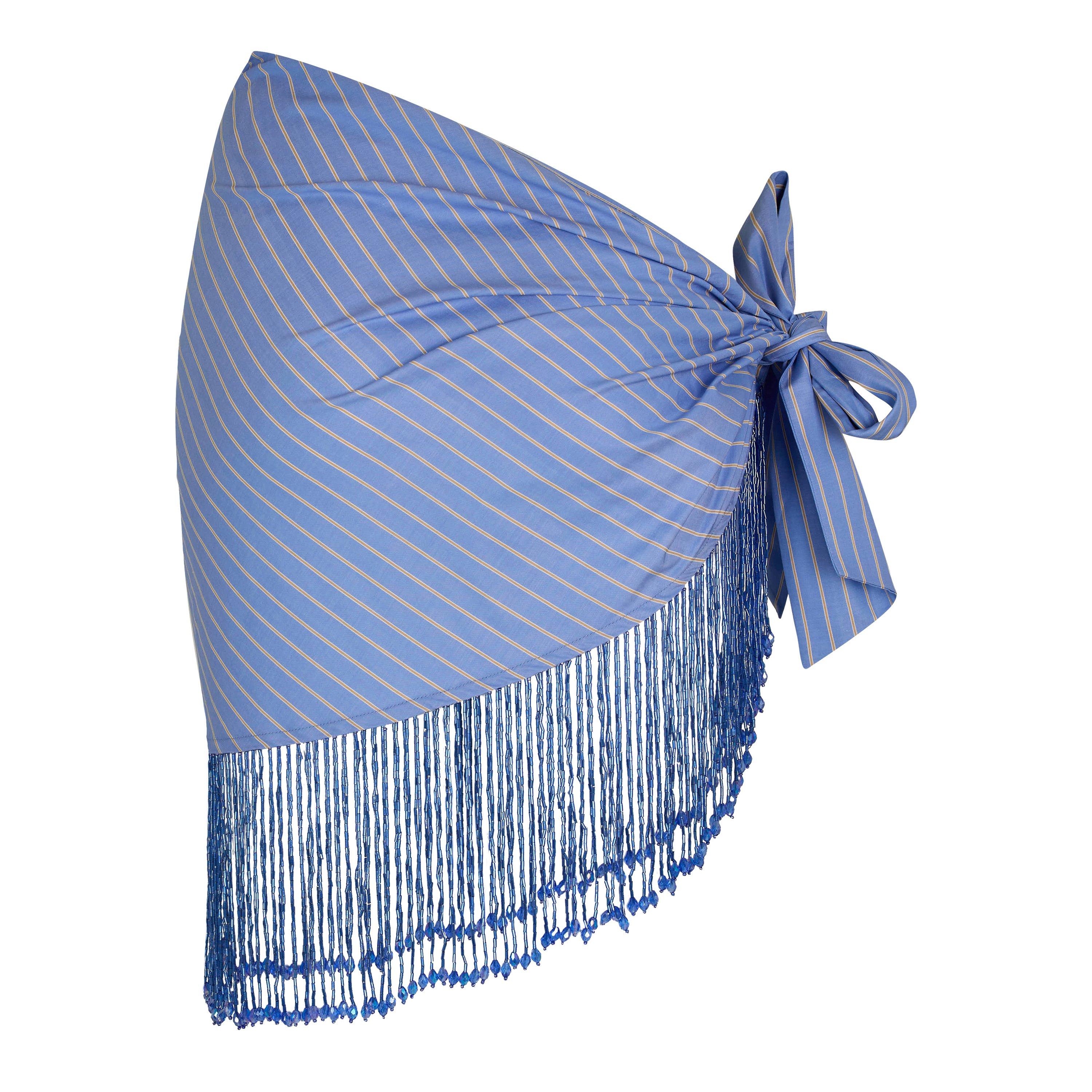 Blue/Saffron - The Andamane - Women's Dolly Fringe Pareo Sarong - 2