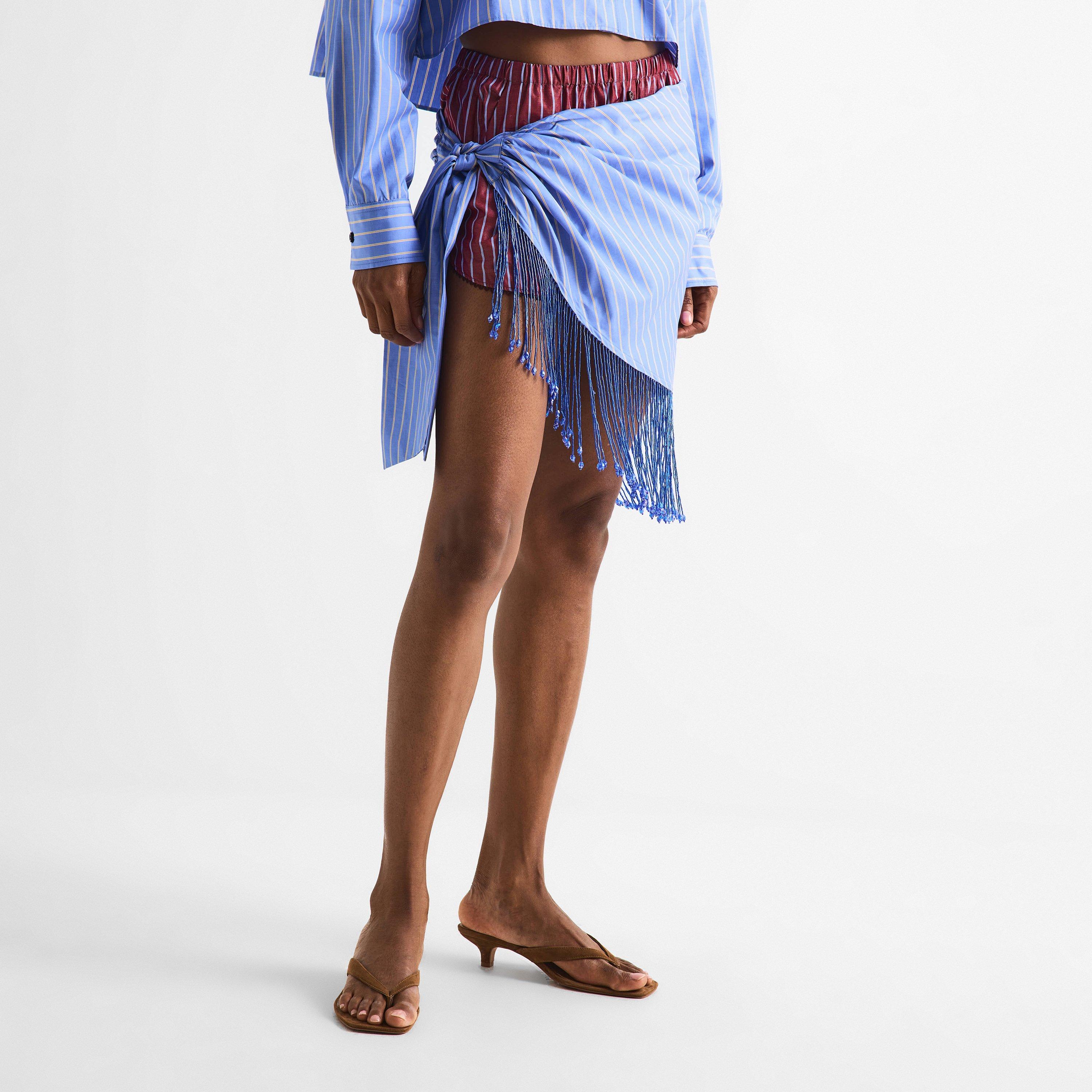 Blue/Saffron - The Andamane - Women's Dolly Fringe Pareo Sarong - 3
