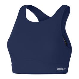 Speedo Womens Solid Highneck Top With Mesh