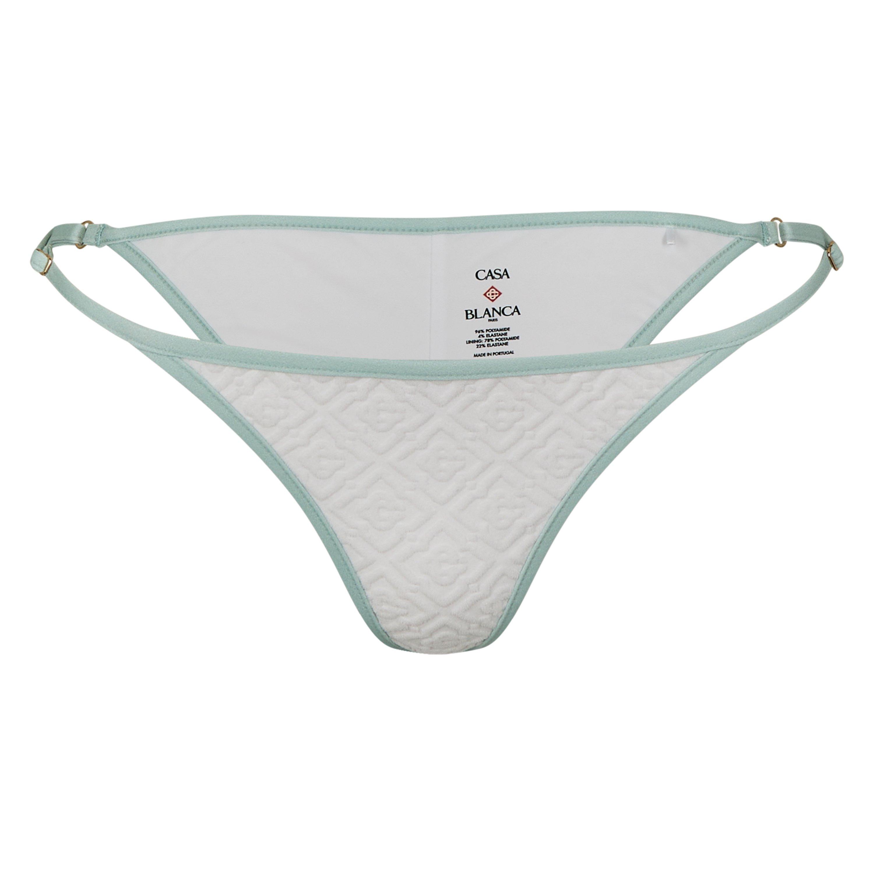 White - Casablanca - Women's Textured Brazilian Bikini Bottoms - 1