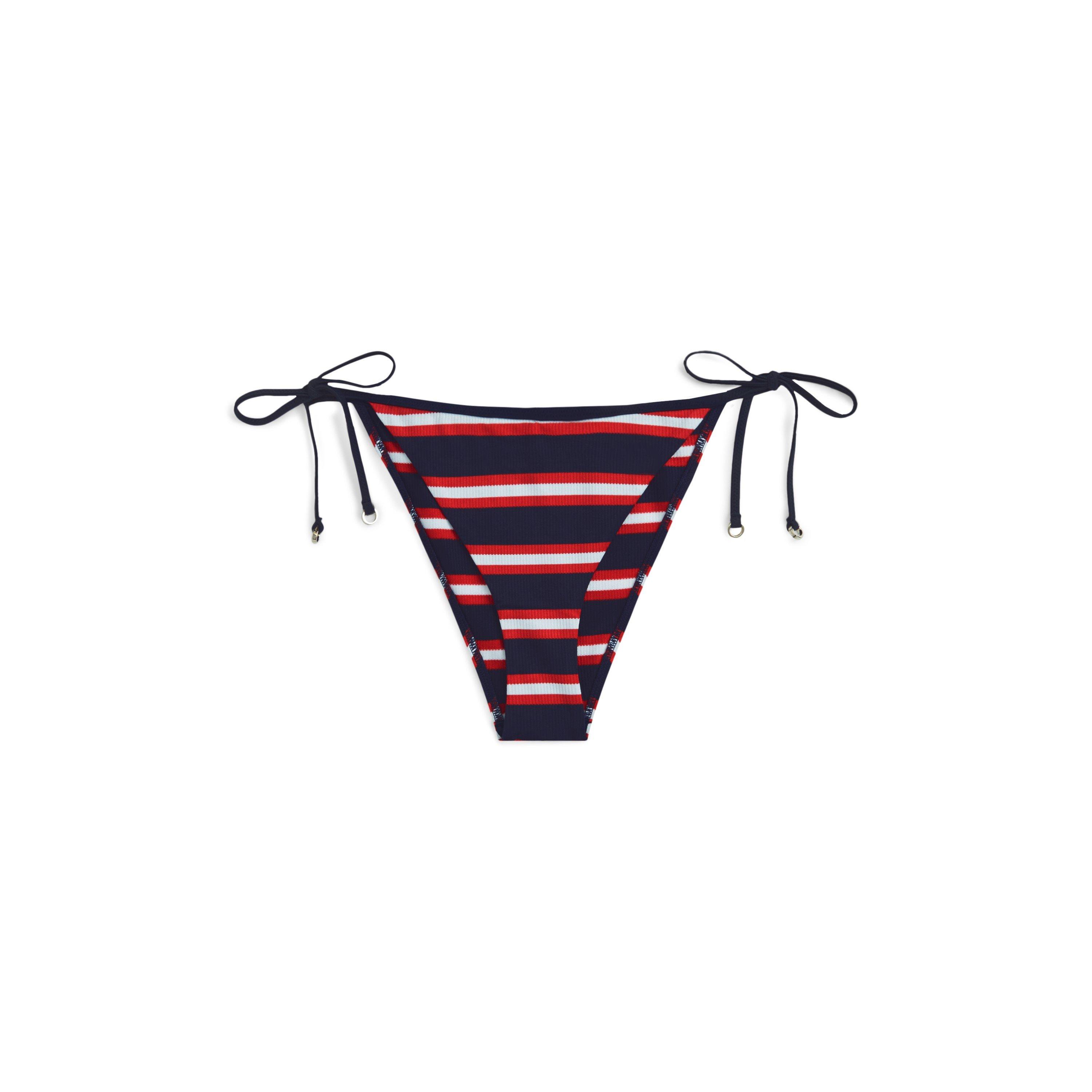 Tommy Hilfiger Women's Tie Side Bikini Bottoms - Navy Stripe - 14 (L)