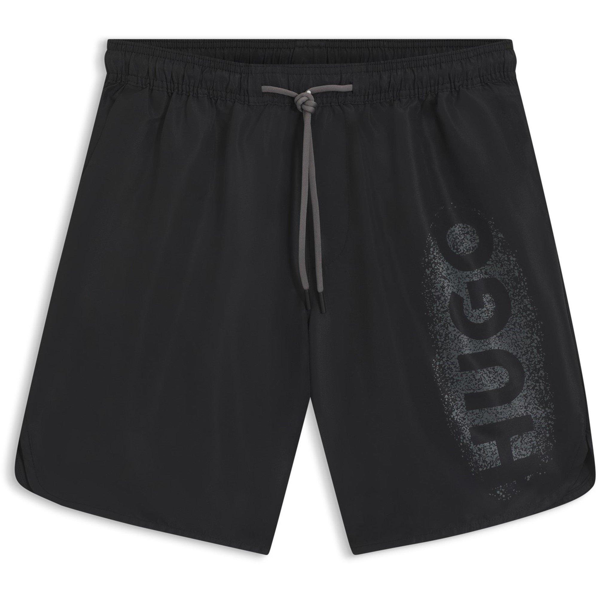 Black 001 - Hugo - Mens HUGO Swim Shorts with Logo Spray Detail