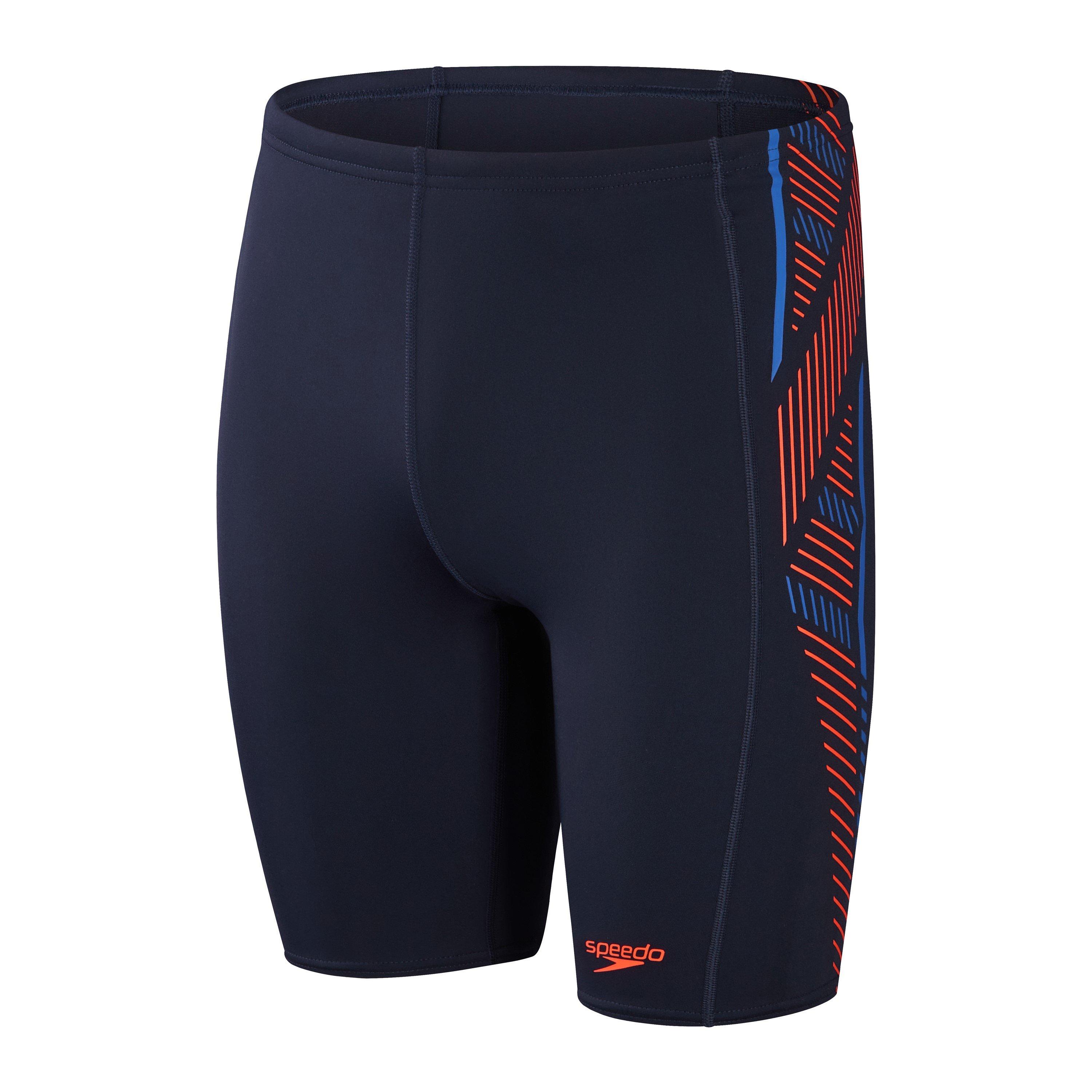 Navy/Orange - Speedo - Men's Tech Panel Jam Swim Shorts - 1