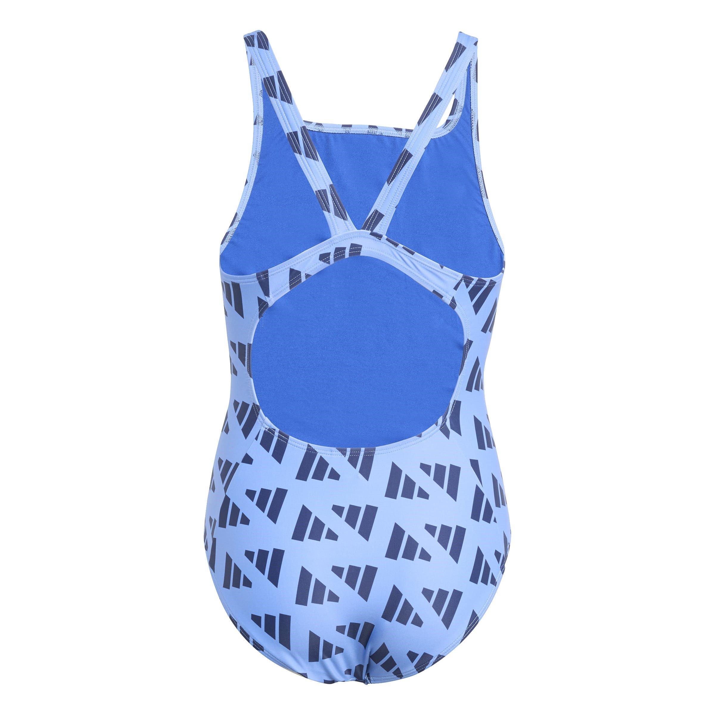 Blue - adidas - Logo Graphic V-Back Swimsuit Juniors - 2