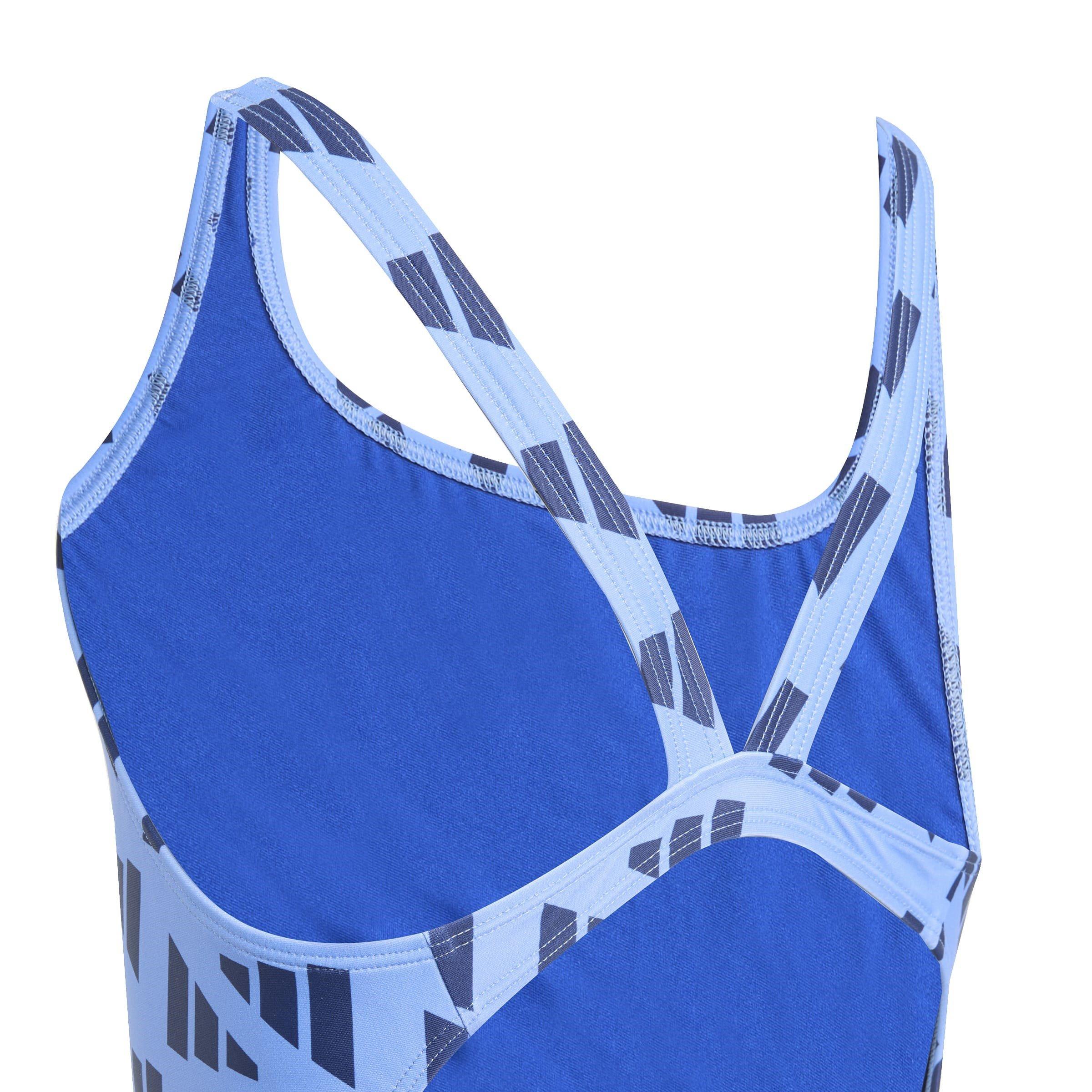 Blue - adidas - Logo Graphic V-Back Swimsuit Juniors - 3
