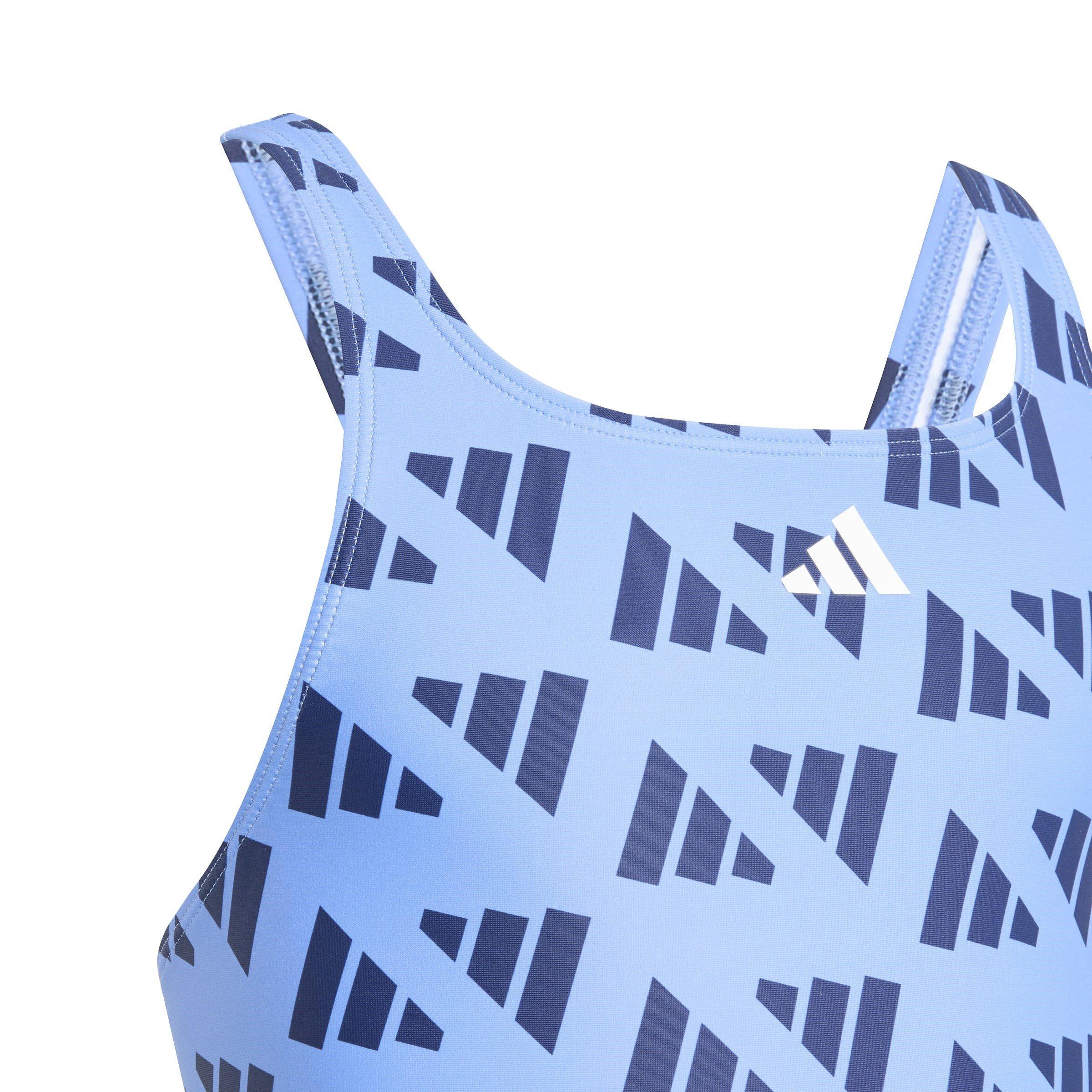 Blue - adidas - Logo Graphic V-Back Swimsuit Juniors - 4