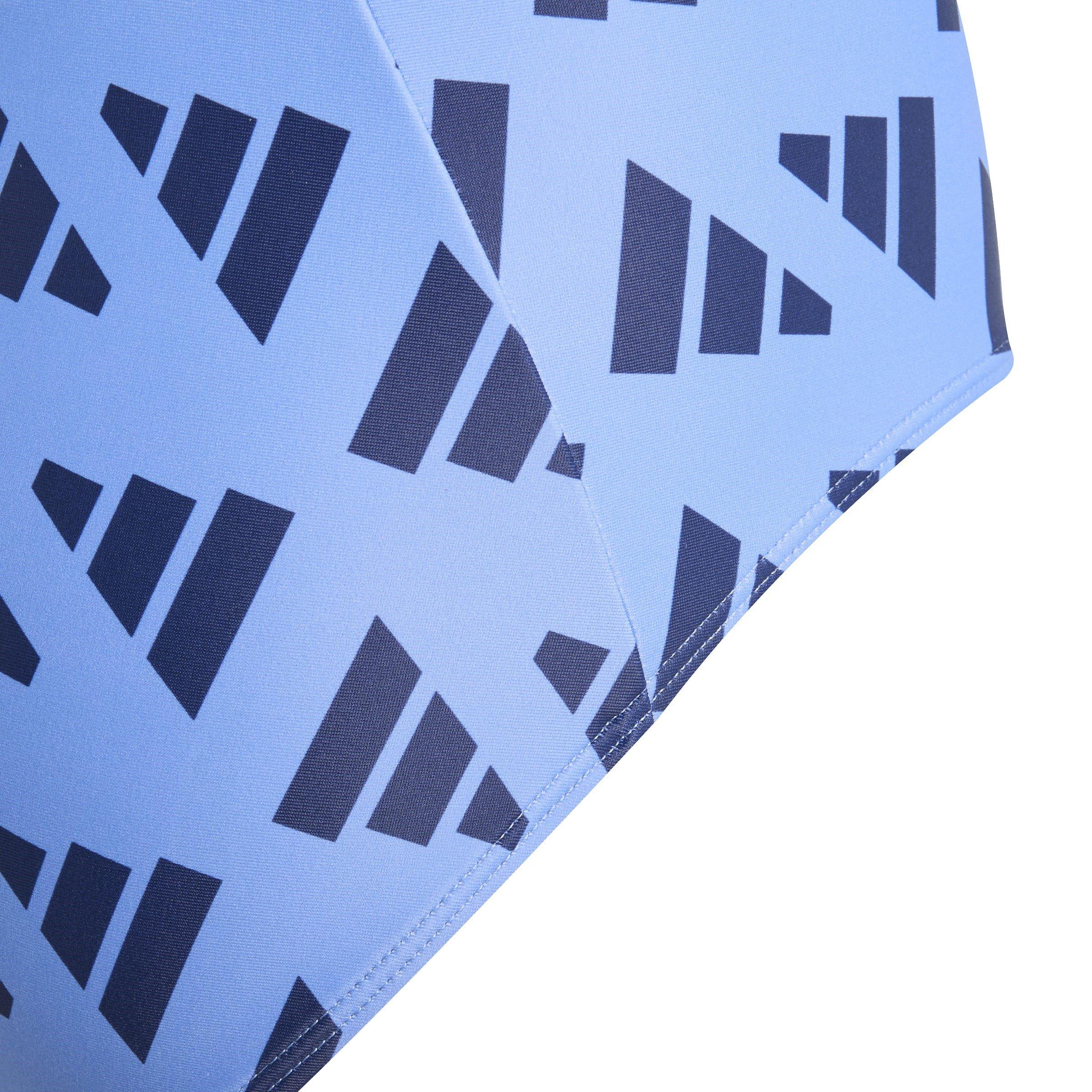 Blue - adidas - Logo Graphic V-Back Swimsuit Juniors - 5