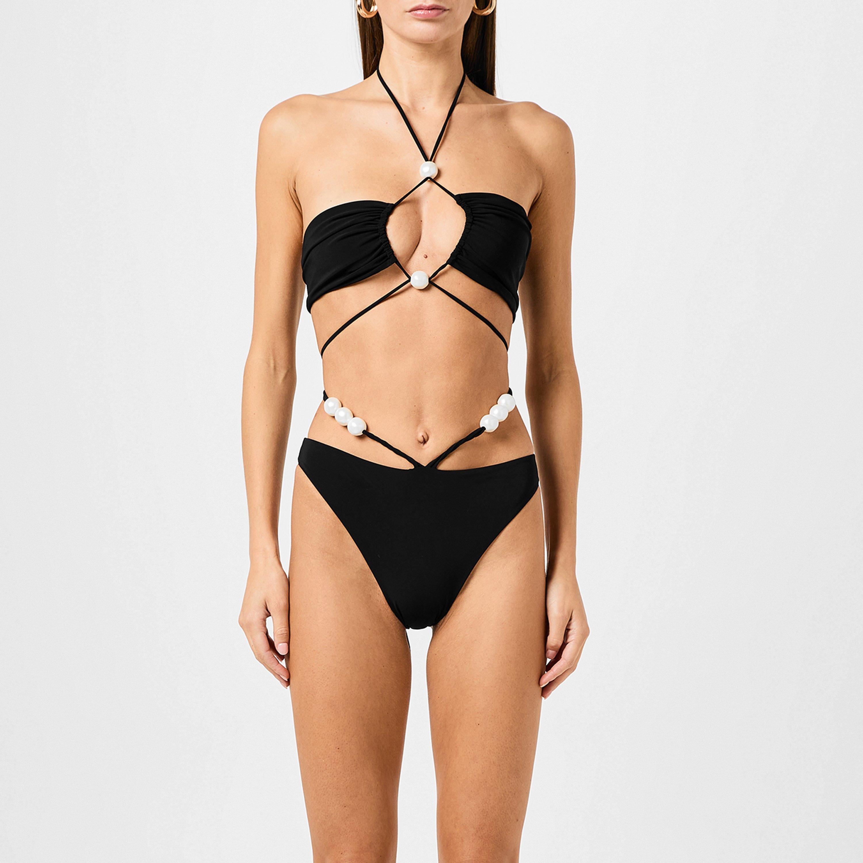 Black - Magda Butrym - Pearl Swim Bra Top - 3